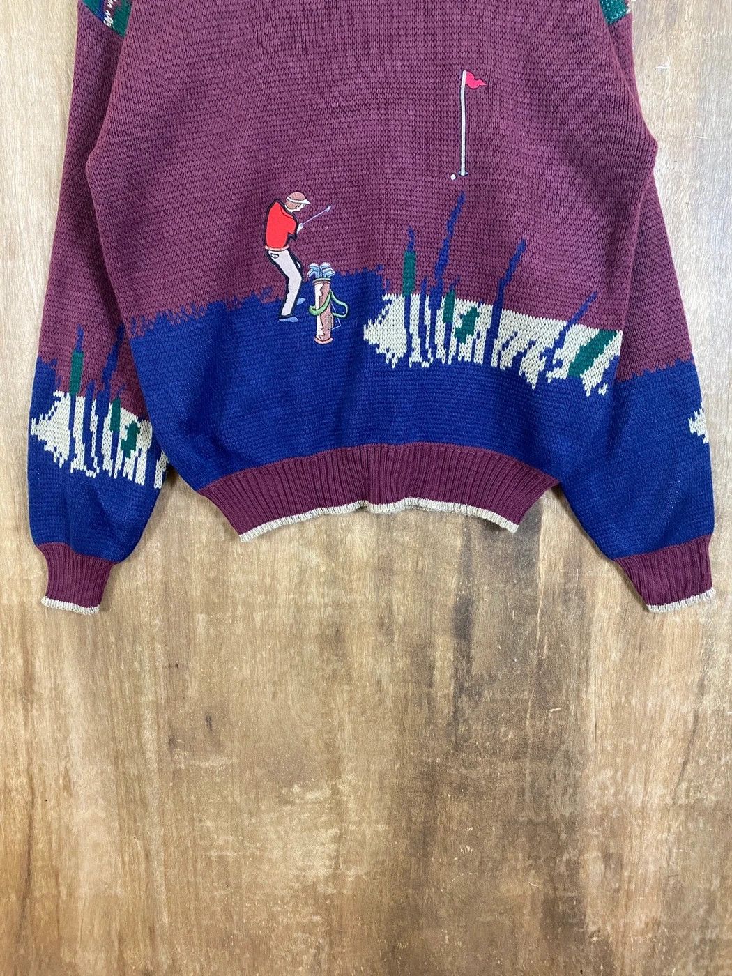 Homespun Knitwear Golf Campus Maroon Knit Sweaters #1604 Size US L / EU 52-54 / 3 - 6 Thumbnail