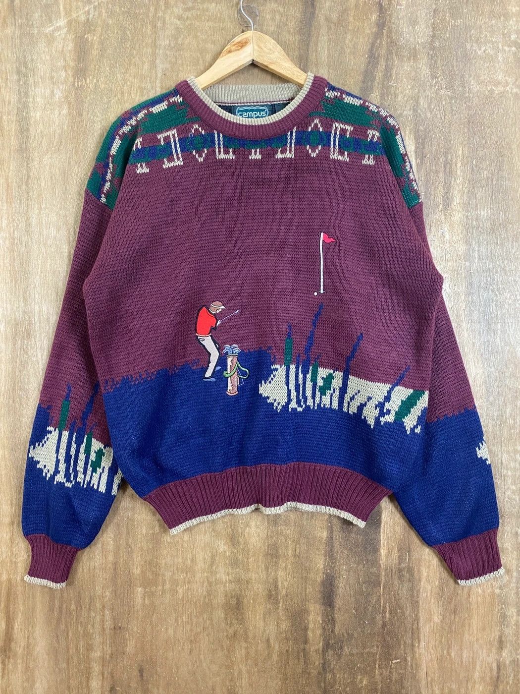 Homespun Knitwear Golf Campus Maroon Knit Sweaters #1604 Size US L / EU 52-54 / 3 - 1 Thumbnail