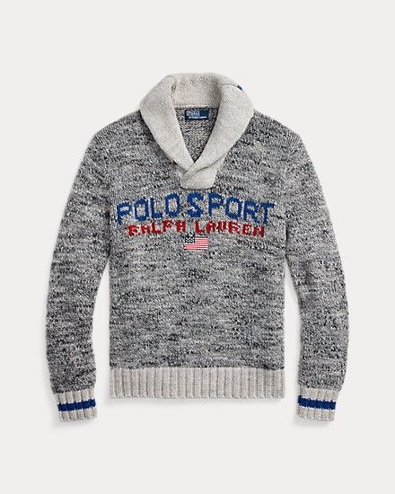 Polo Ralph Lauren Sport USA Flag Wool Shawl Collar Sweater