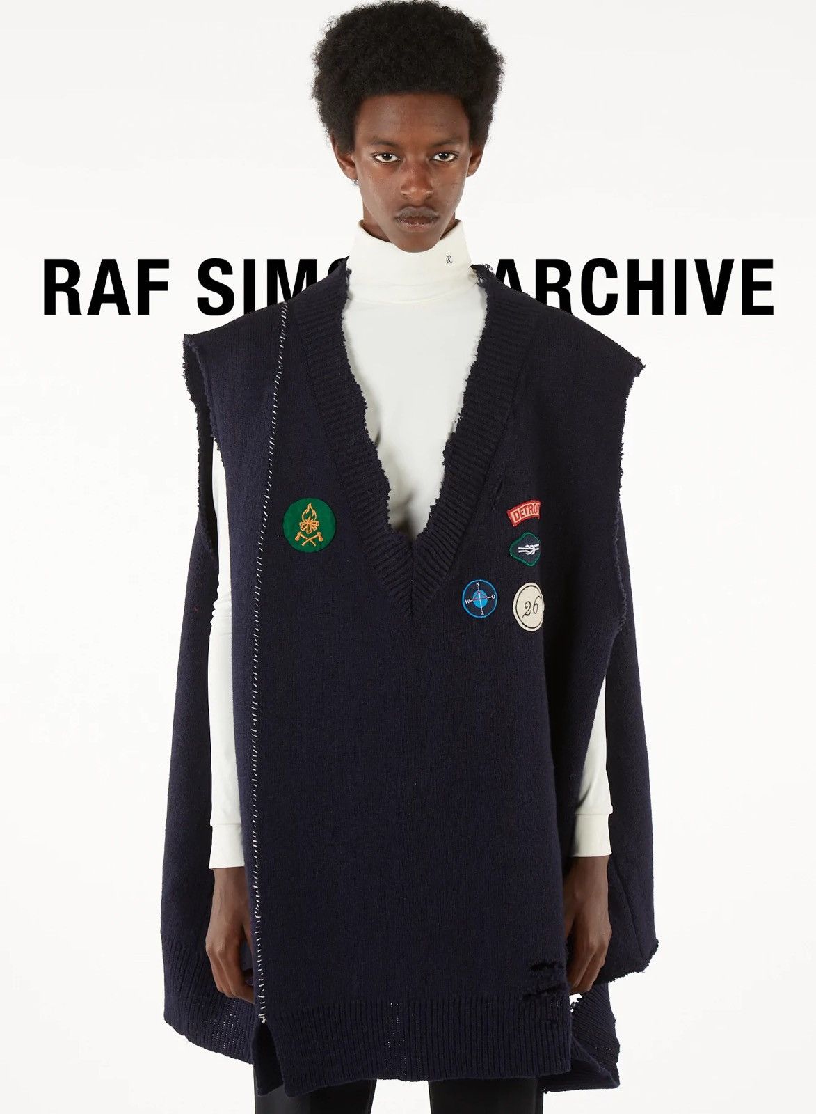 Raf Simons Archive Redux Distressed Oversized Sweater Vest