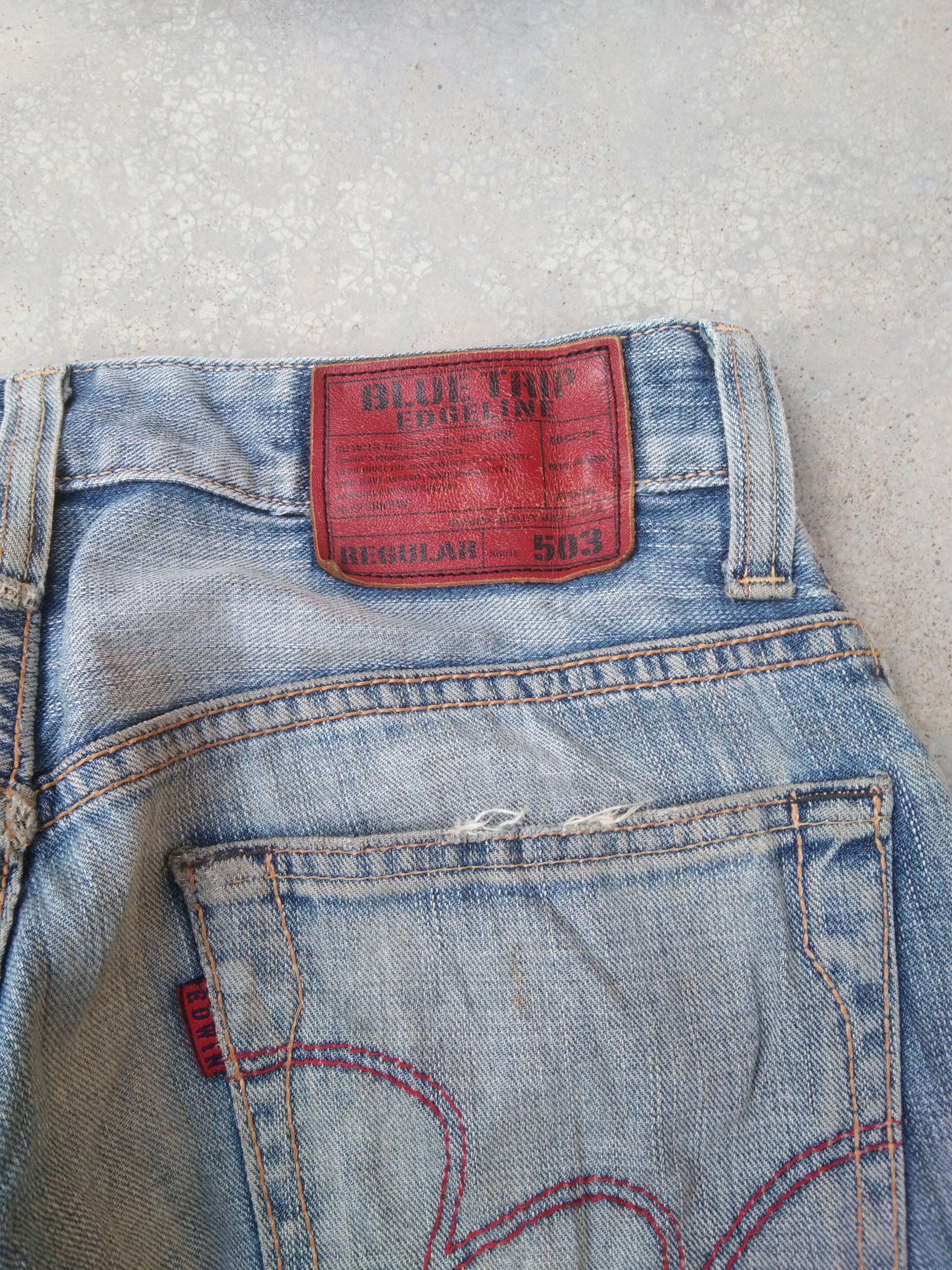 Japanese Brand Vintage Edwin 503 Faded Blue Straight Leg Distressed Jeans Size US 28 / EU 44 - 3 Thumbnail