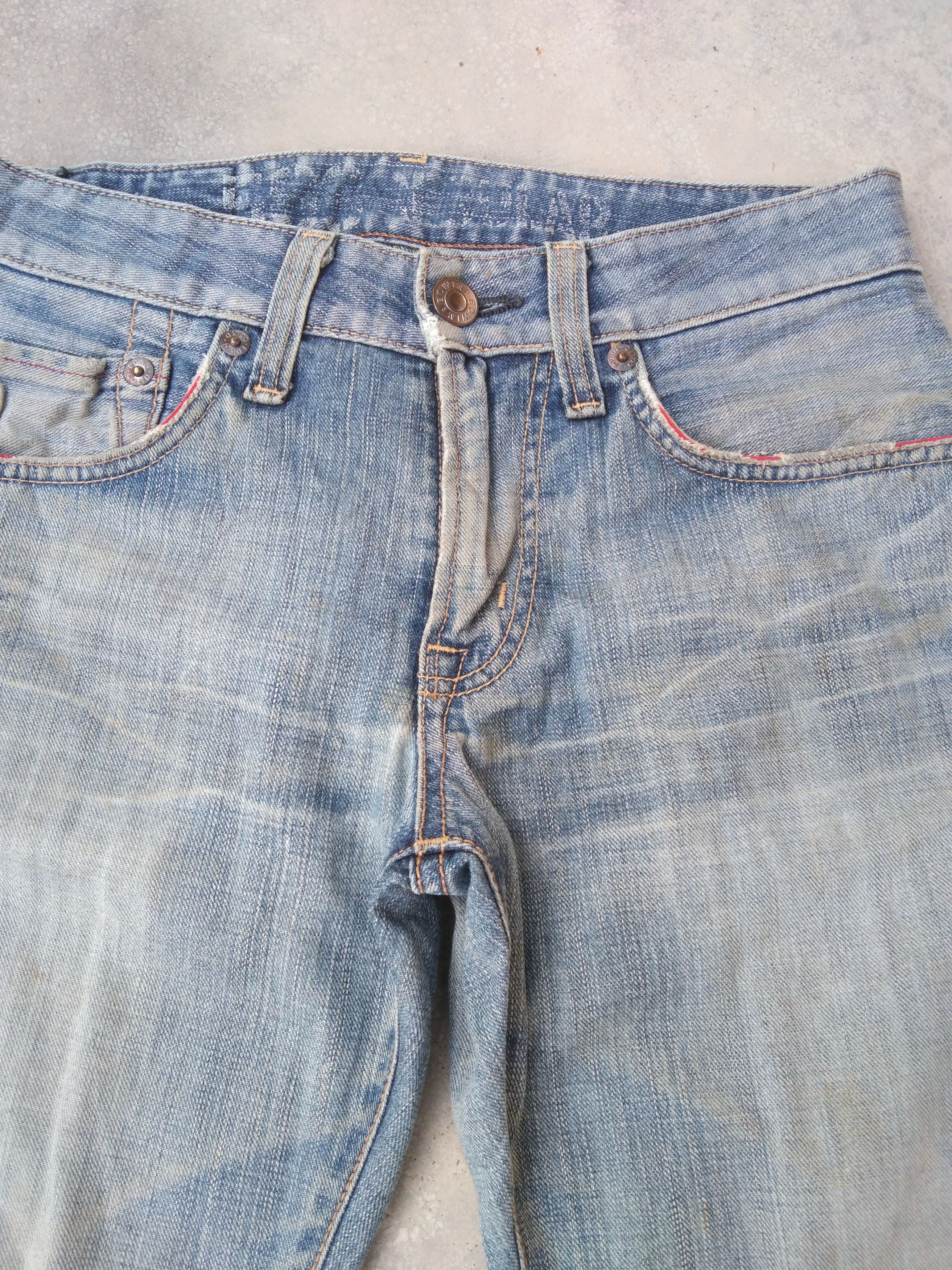 Japanese Brand Vintage Edwin 503 Faded Blue Straight Leg Distressed Jeans Size US 28 / EU 44 - 5 Thumbnail