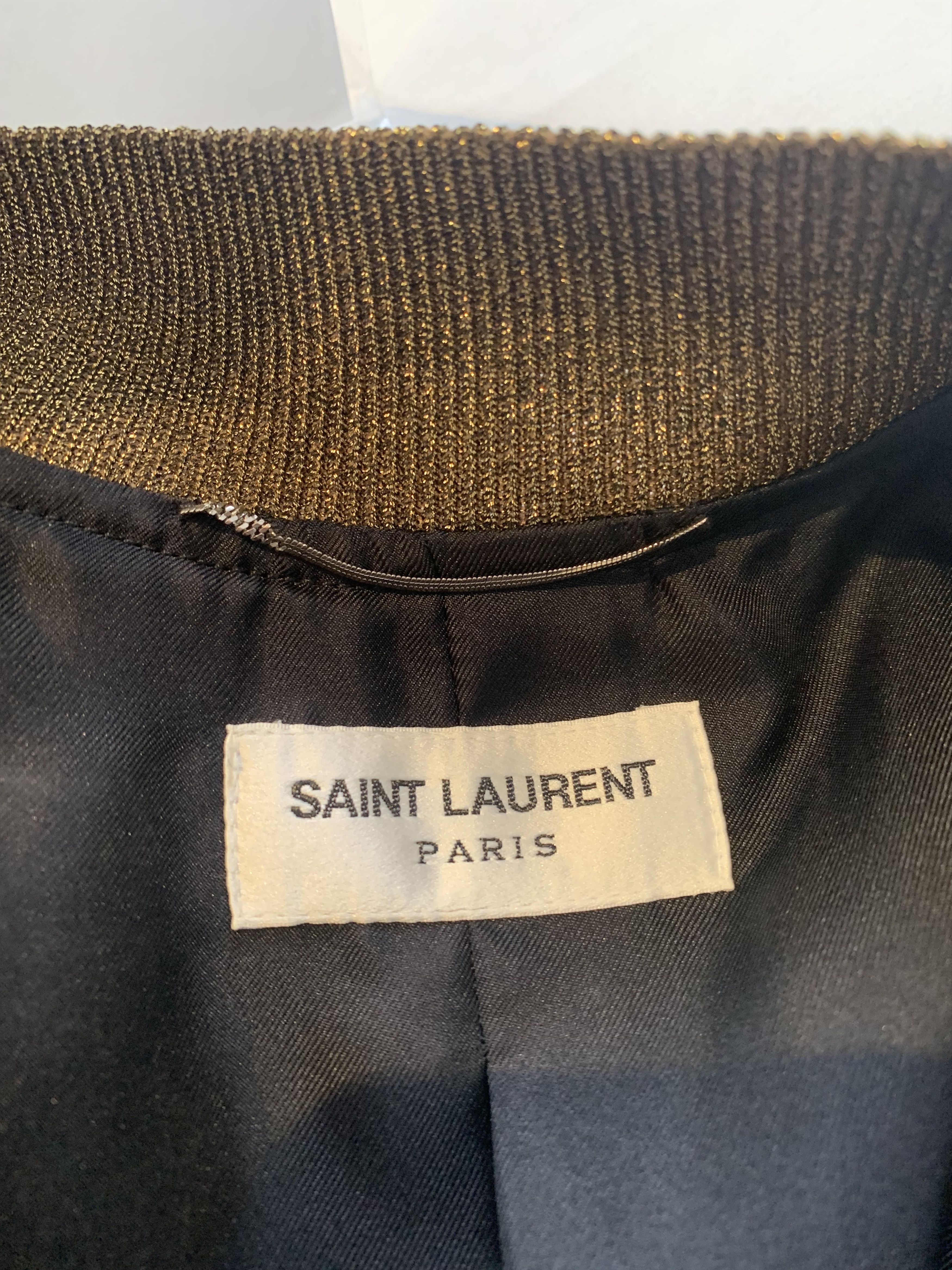 Saint Laurent Paris Black & Gold Saint Laurent Bomber Size US XL / EU 56 / 4 - 8 Thumbnail