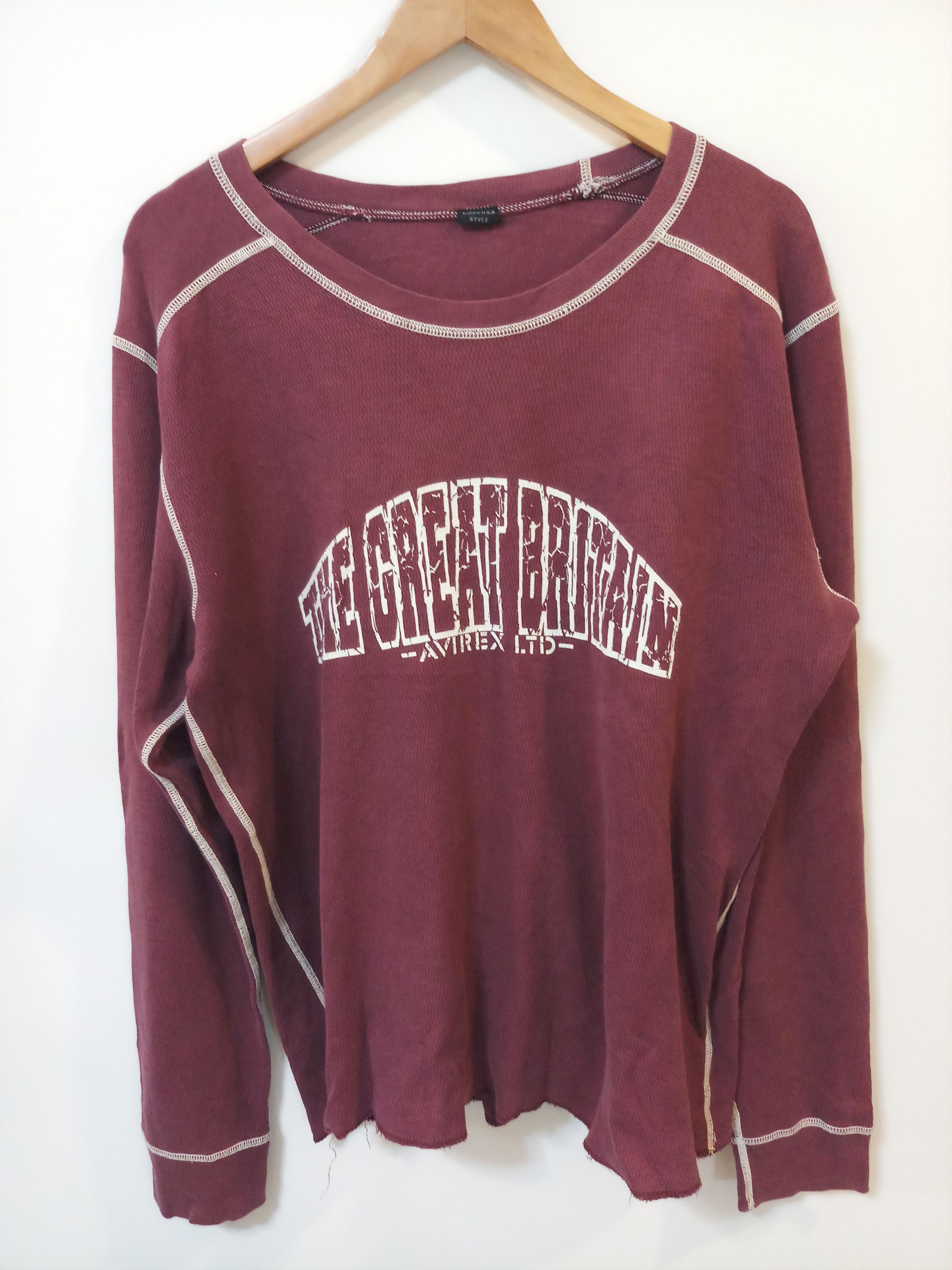 Avirex × Japanese Brand Avirex Burgundy Thermal Sweatshirt Size US XL / EU 56 / 4 - 1 Thumbnail