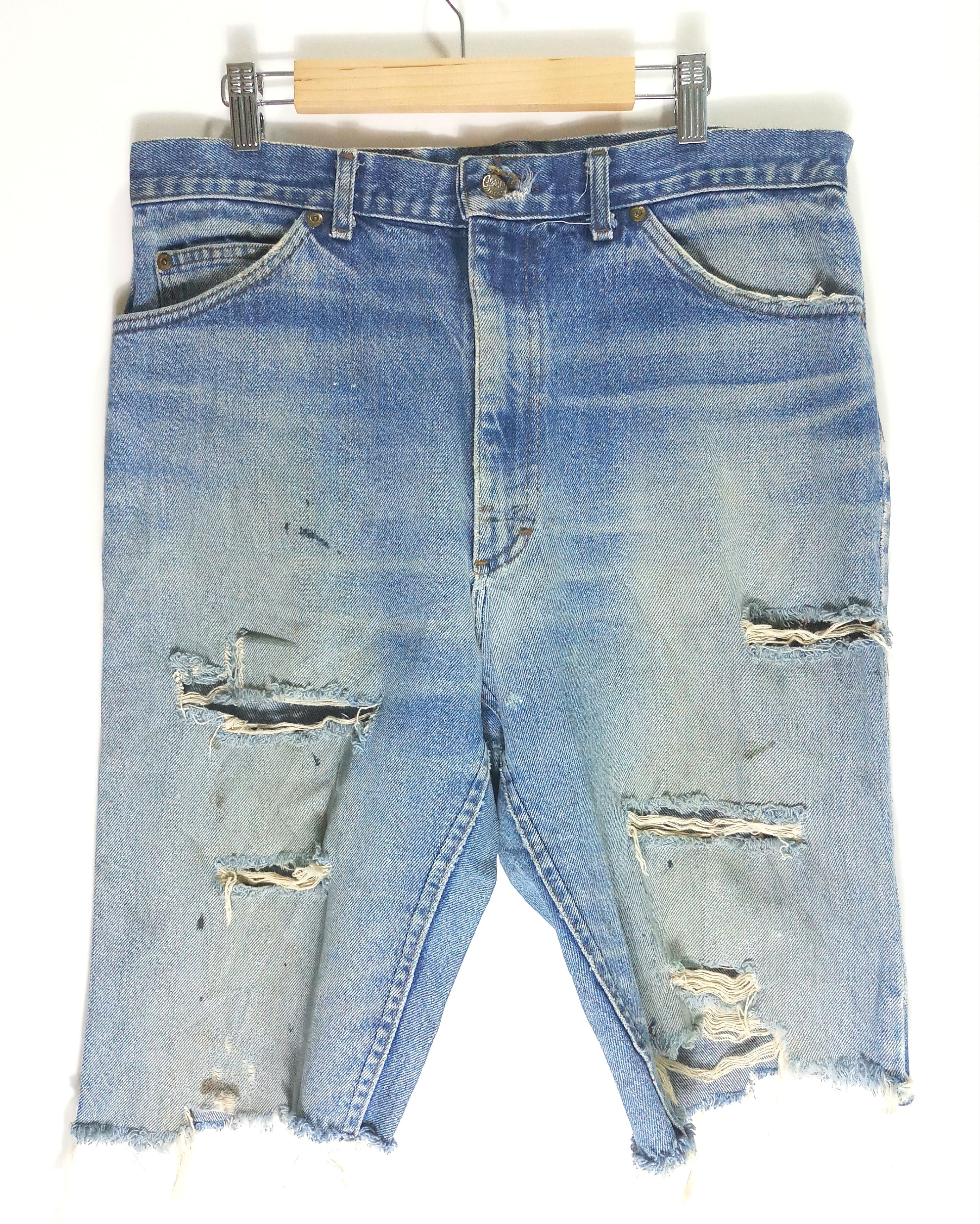 Lee × Vintage Vintage 80s Distressed Lee Denim Shorts Size US 35 - 1 Thumbnail