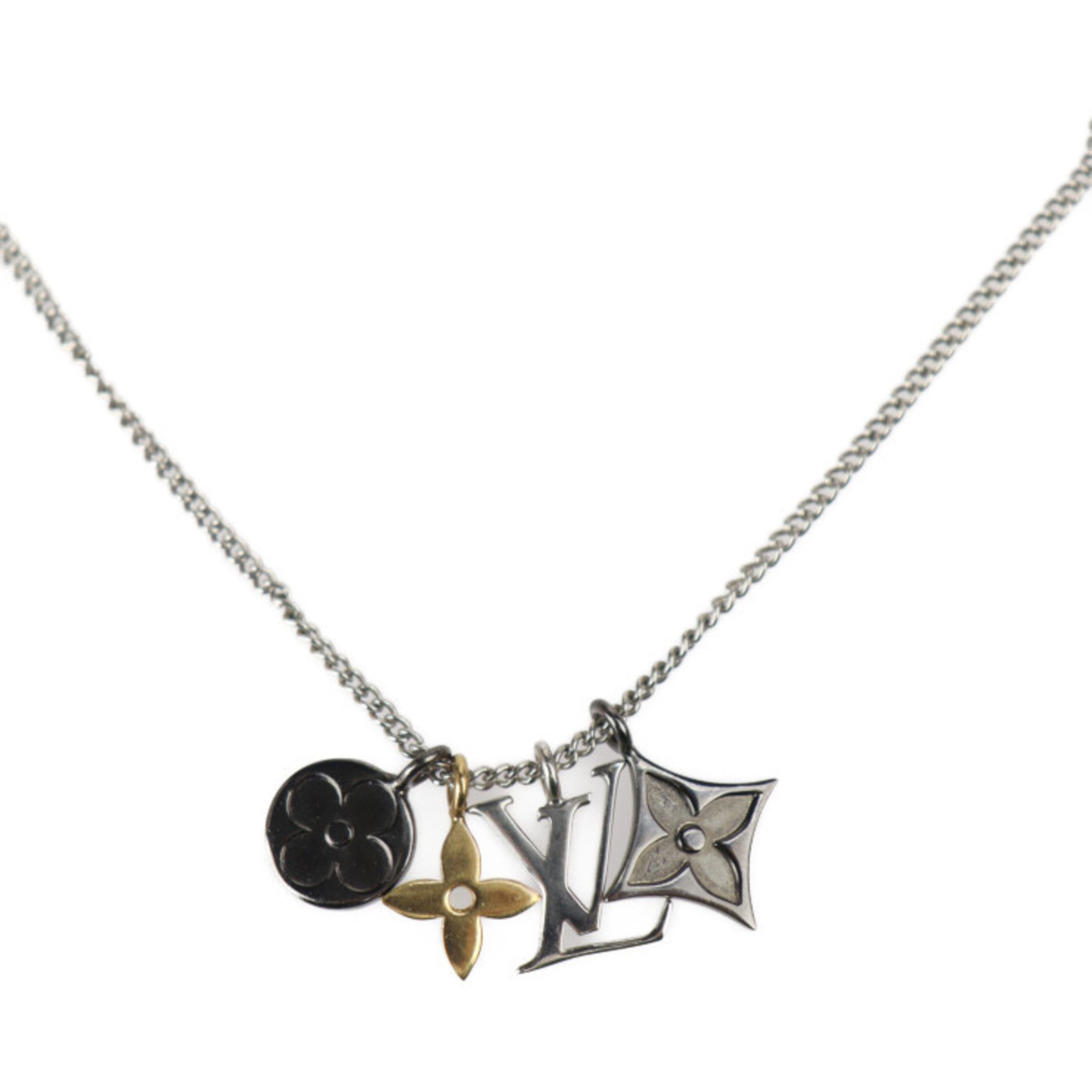 LOUIS VUITTON Louisette Chain Necklace M00365 Gold Metal Monogram