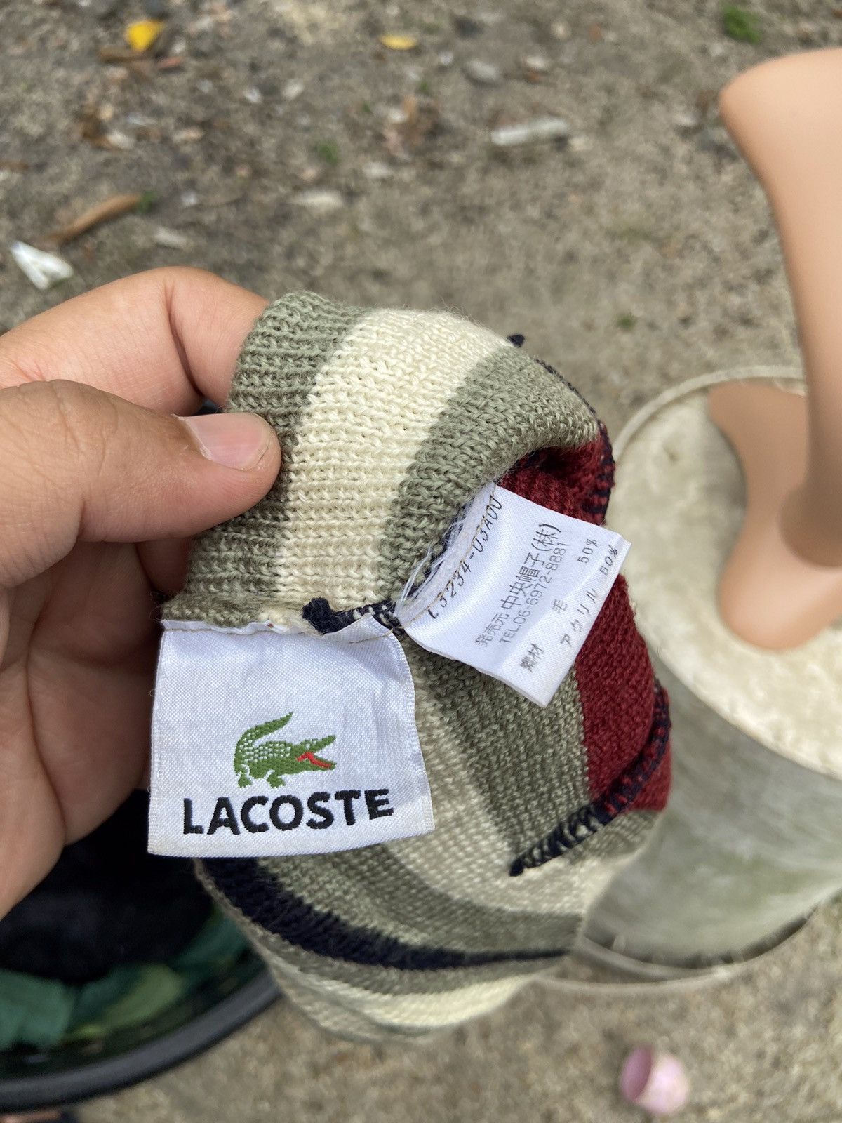 Lacoste Vintage Lacoste Stripe Beanie Hat Size ONE SIZE - 6 Thumbnail
