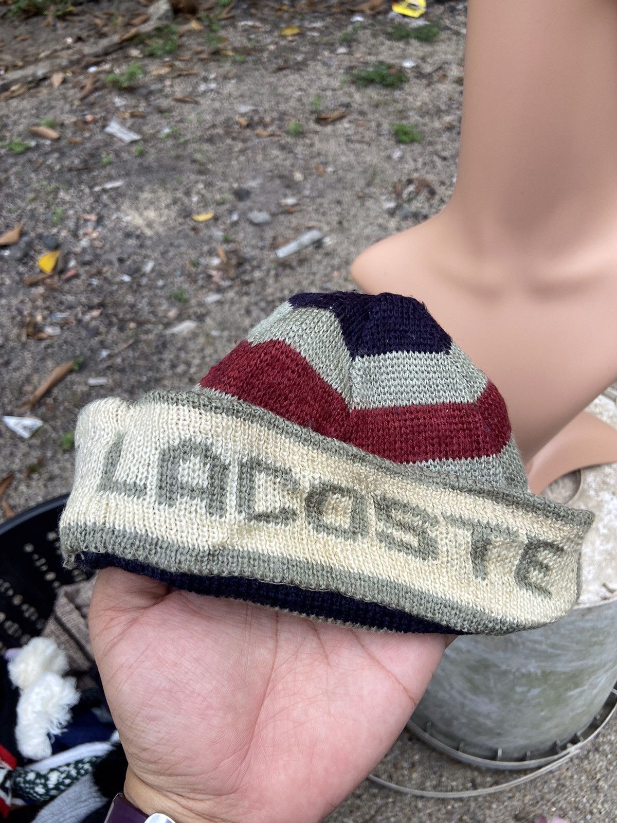 Lacoste Vintage Lacoste Stripe Beanie Hat Size ONE SIZE - 5 Thumbnail
