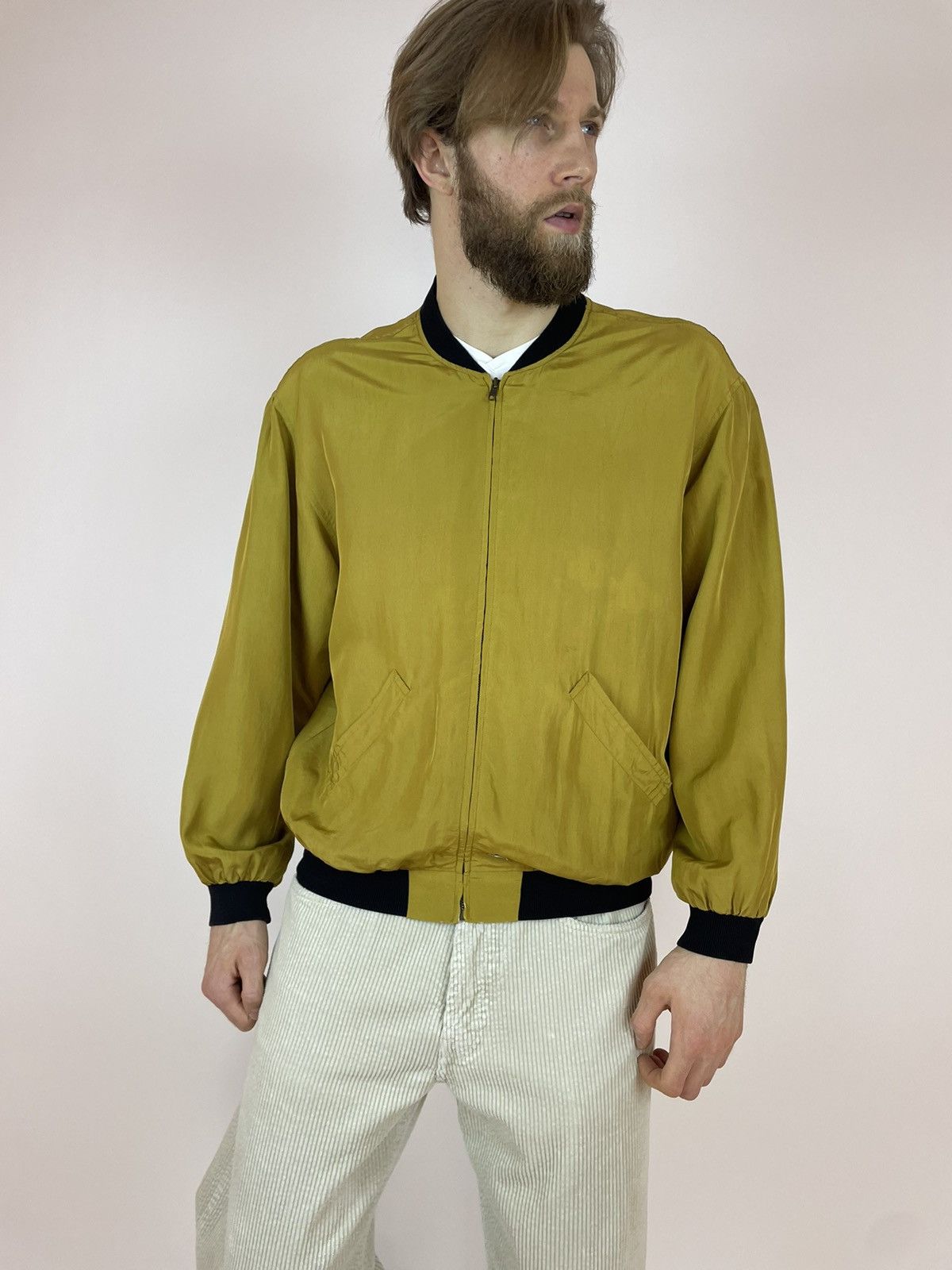 Vintage Vintage Silk Bomber Gold C&A Canda jacket Mens size 52 Size US L / EU 52-54 / 3 - 2 Thumbnail