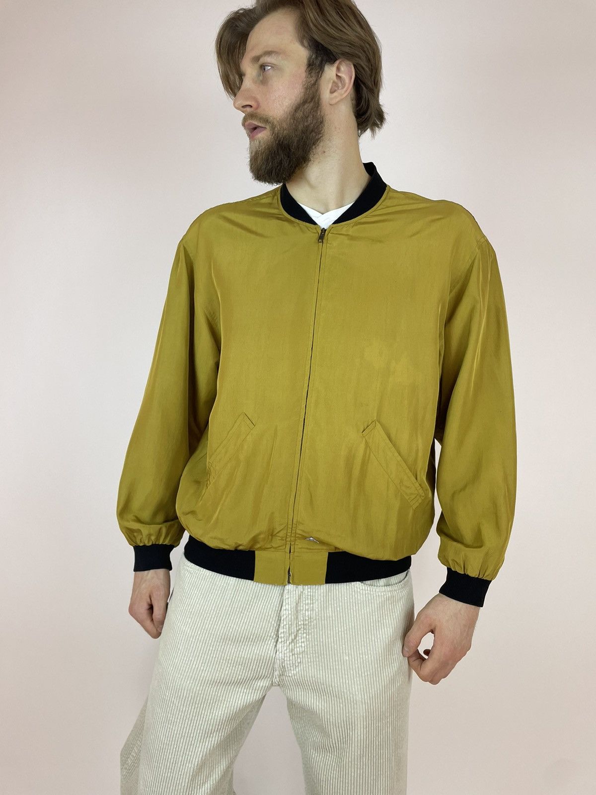 Vintage Vintage Silk Bomber Gold C&A Canda jacket Mens size 52 Size US L / EU 52-54 / 3 - 4 Thumbnail