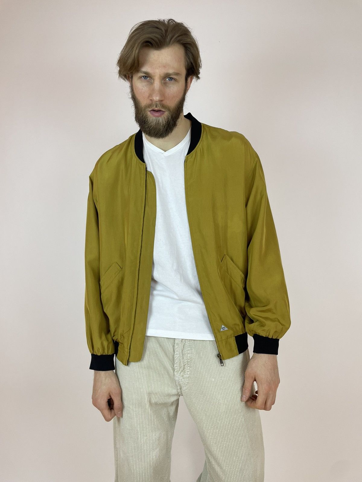 Vintage Vintage Silk Bomber Gold C&A Canda jacket Mens size 52 Size US L / EU 52-54 / 3 - 5 Thumbnail