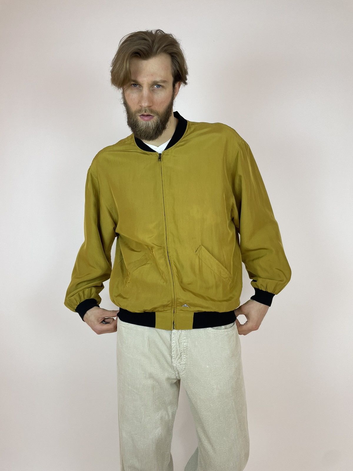 Vintage Vintage Silk Bomber Gold C&A Canda jacket Mens size 52 Size US L / EU 52-54 / 3 - 3 Thumbnail