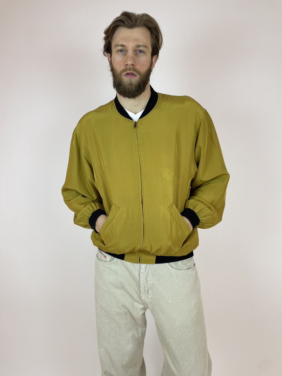 Vintage Vintage Silk Bomber Gold C&A Canda jacket Mens size 52 Size US L / EU 52-54 / 3 - 1 Thumbnail