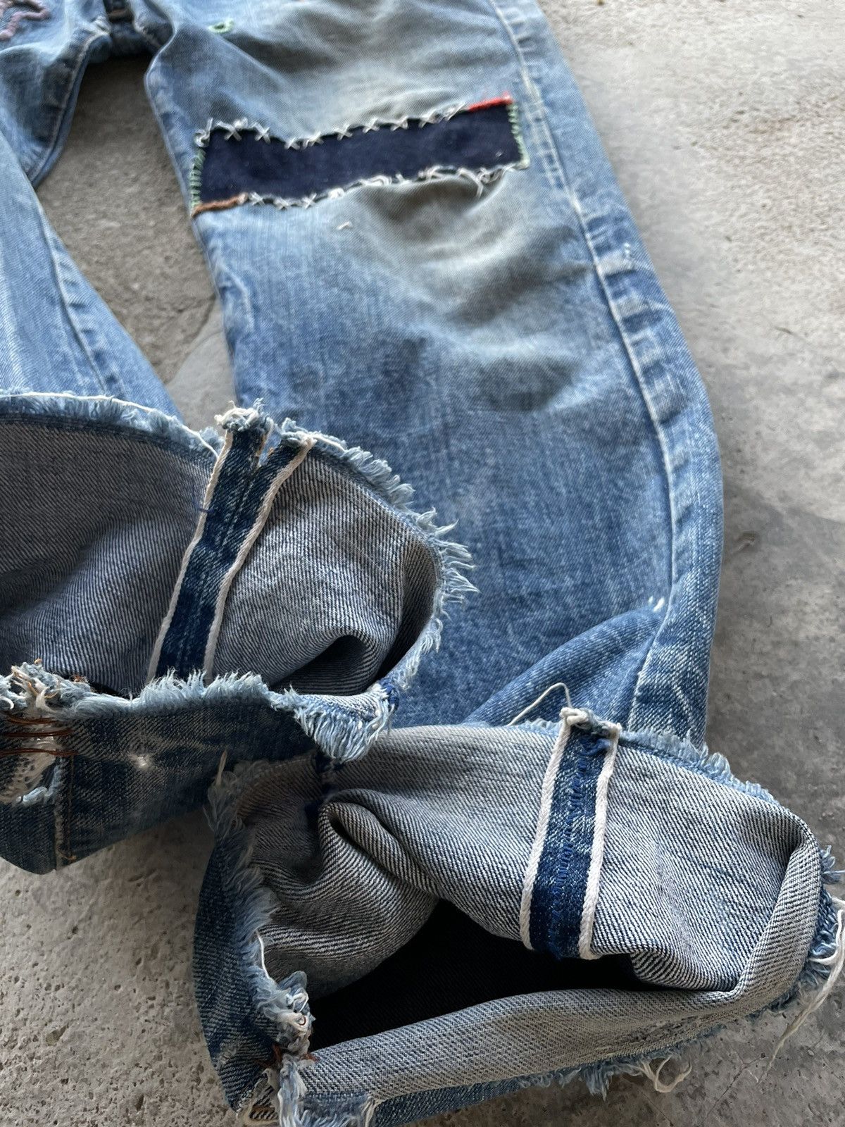 Levi's Vintage Levi’s 501 big E? Distress custom patchwork jeans Size US 30 / EU 46 - 10 Thumbnail
