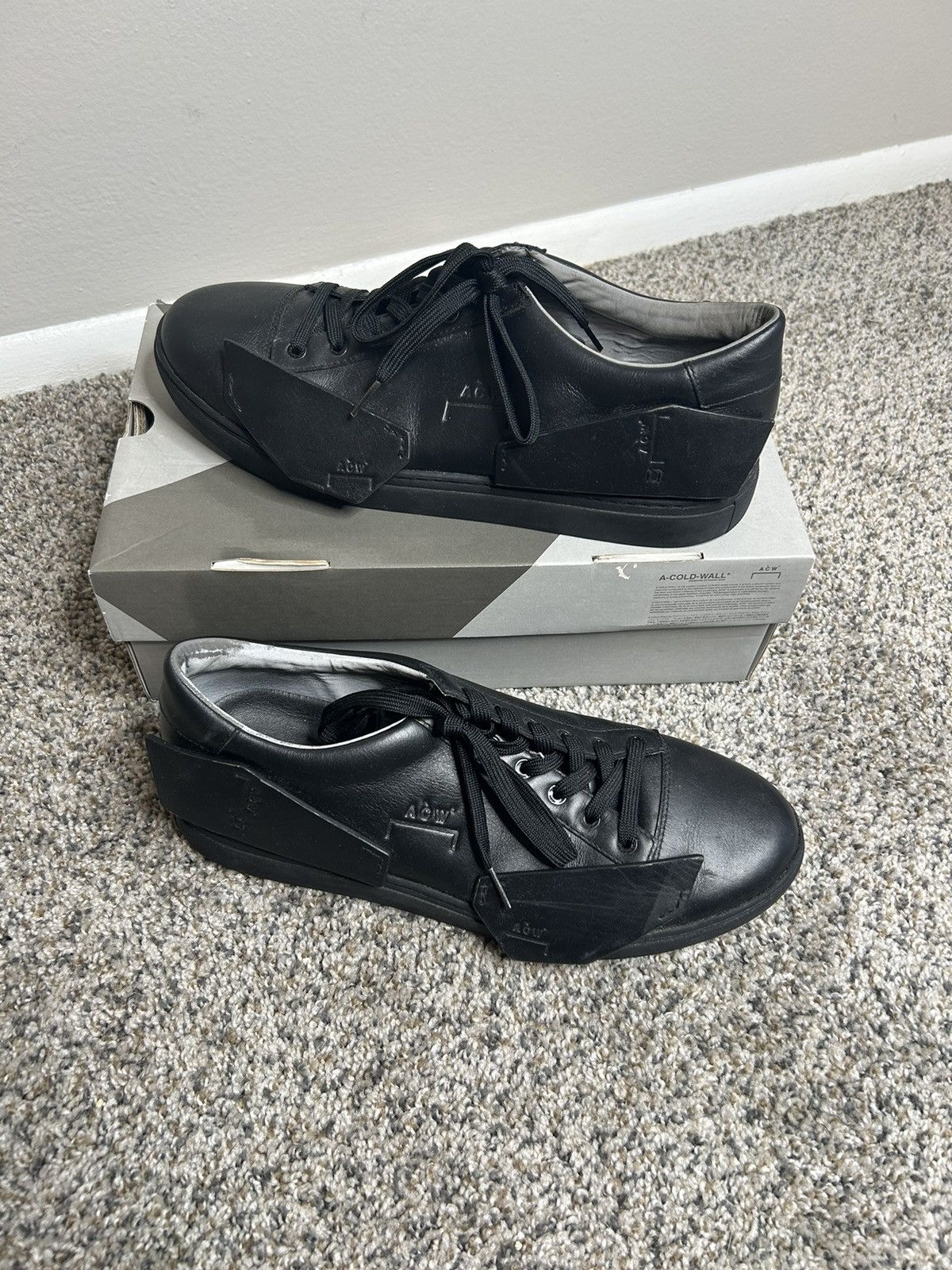 image of A Cold Wall 3M Leather Shard Low Tops Shoes in Black, Men's (Size 12)