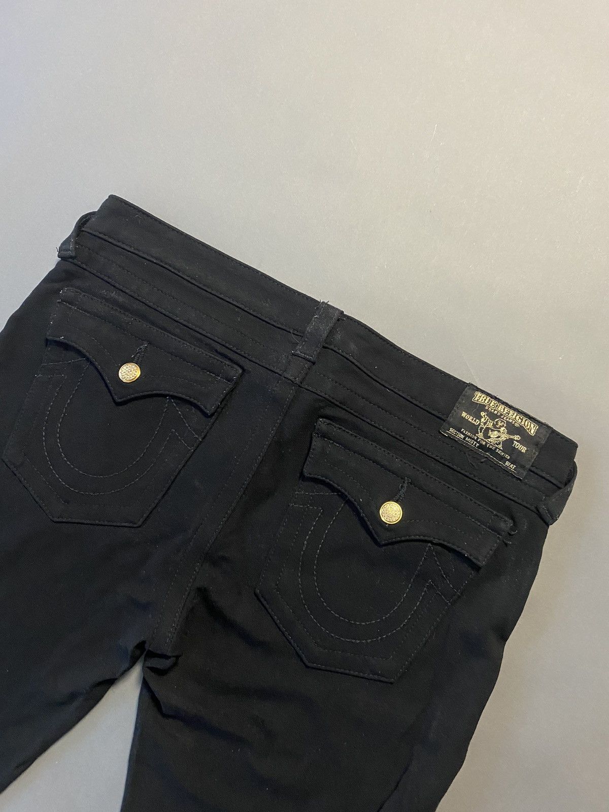 True Religion × Vintage True Religion black gold pants Y2K stretchy slim Size US 31 - 2 Thumbnail