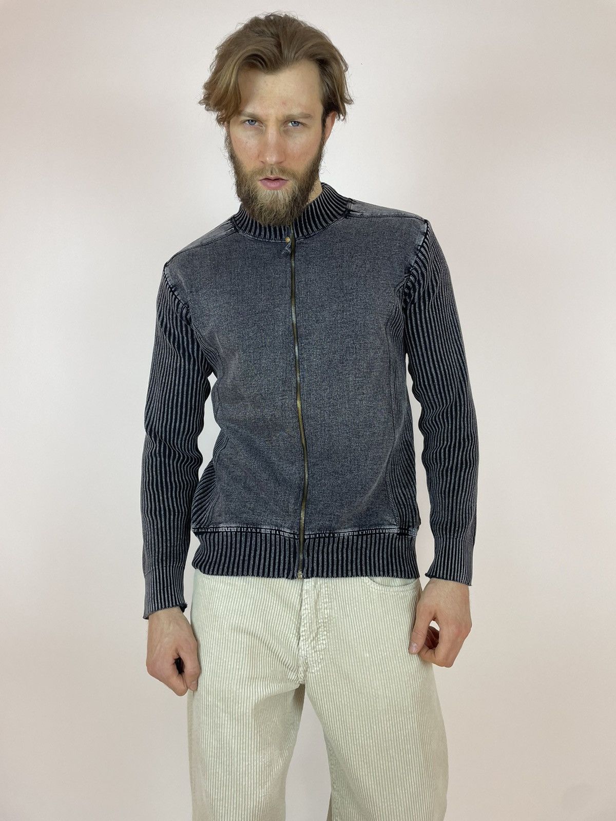 Vintage Vintage Cargo Washed Black/Grey Cardigan Full zip sweater Size US XL / EU 56 / 4 - 9 Thumbnail