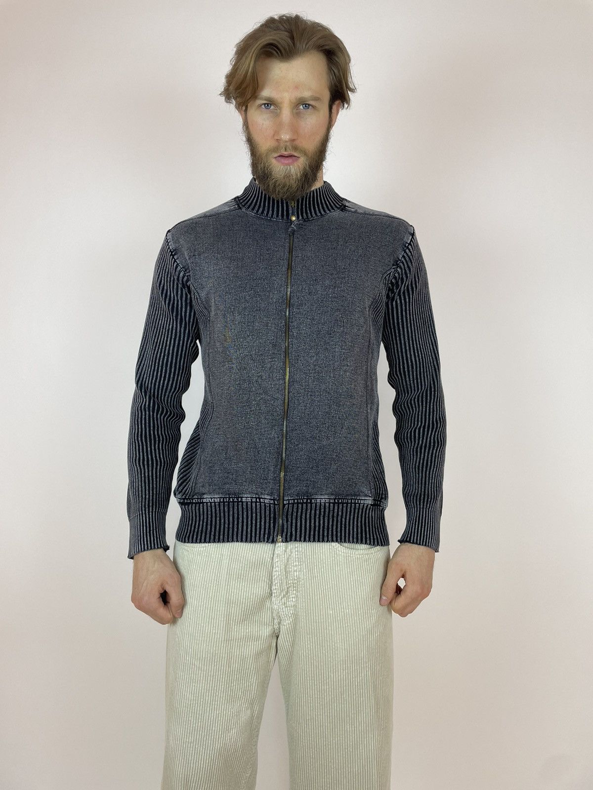 Vintage Vintage Cargo Washed Black/Grey Cardigan Full zip sweater Size US XL / EU 56 / 4 - 16 Thumbnail