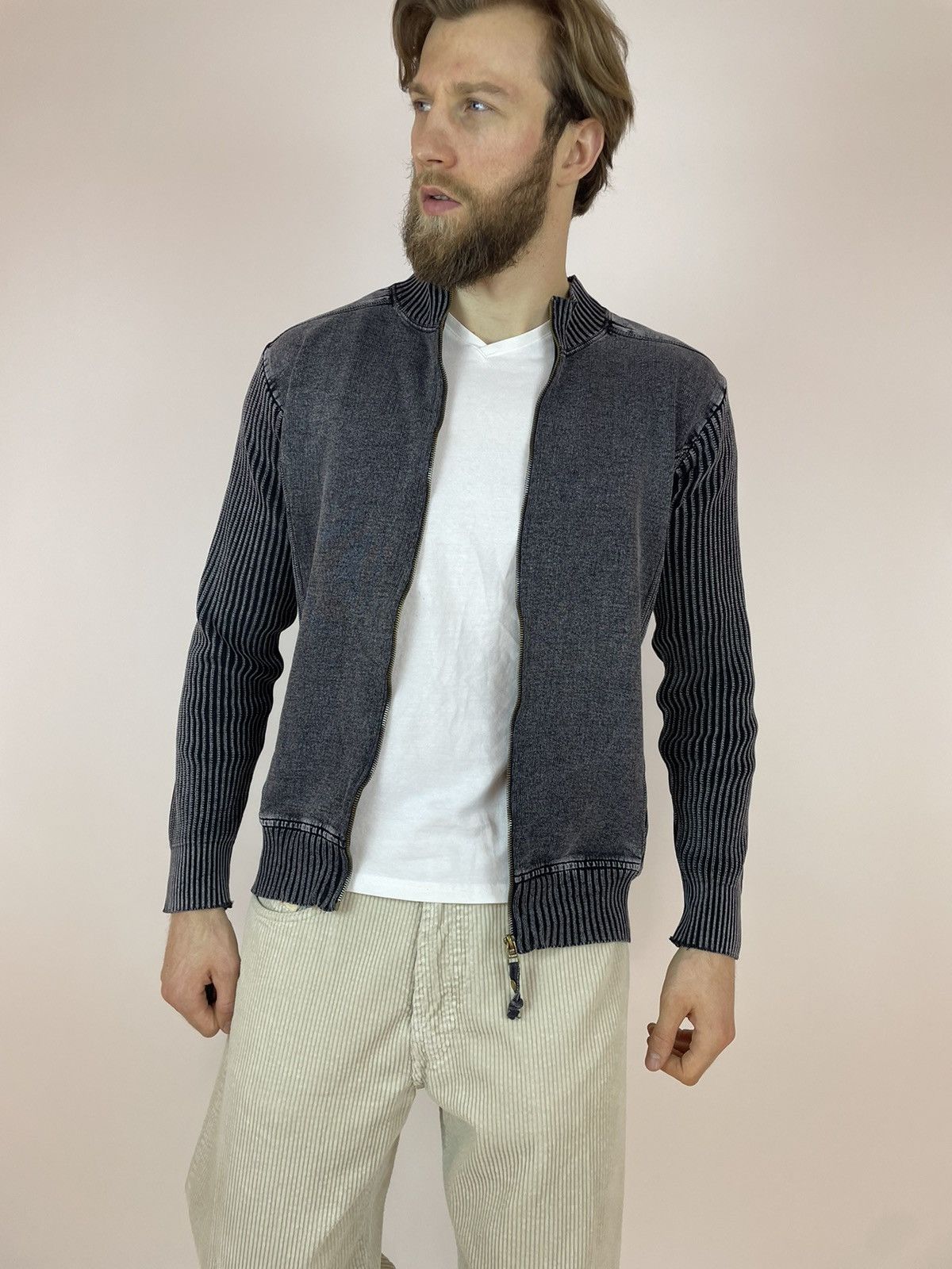 Vintage Vintage Cargo Washed Black/Grey Cardigan Full zip sweater Size US XL / EU 56 / 4 - 15 Thumbnail