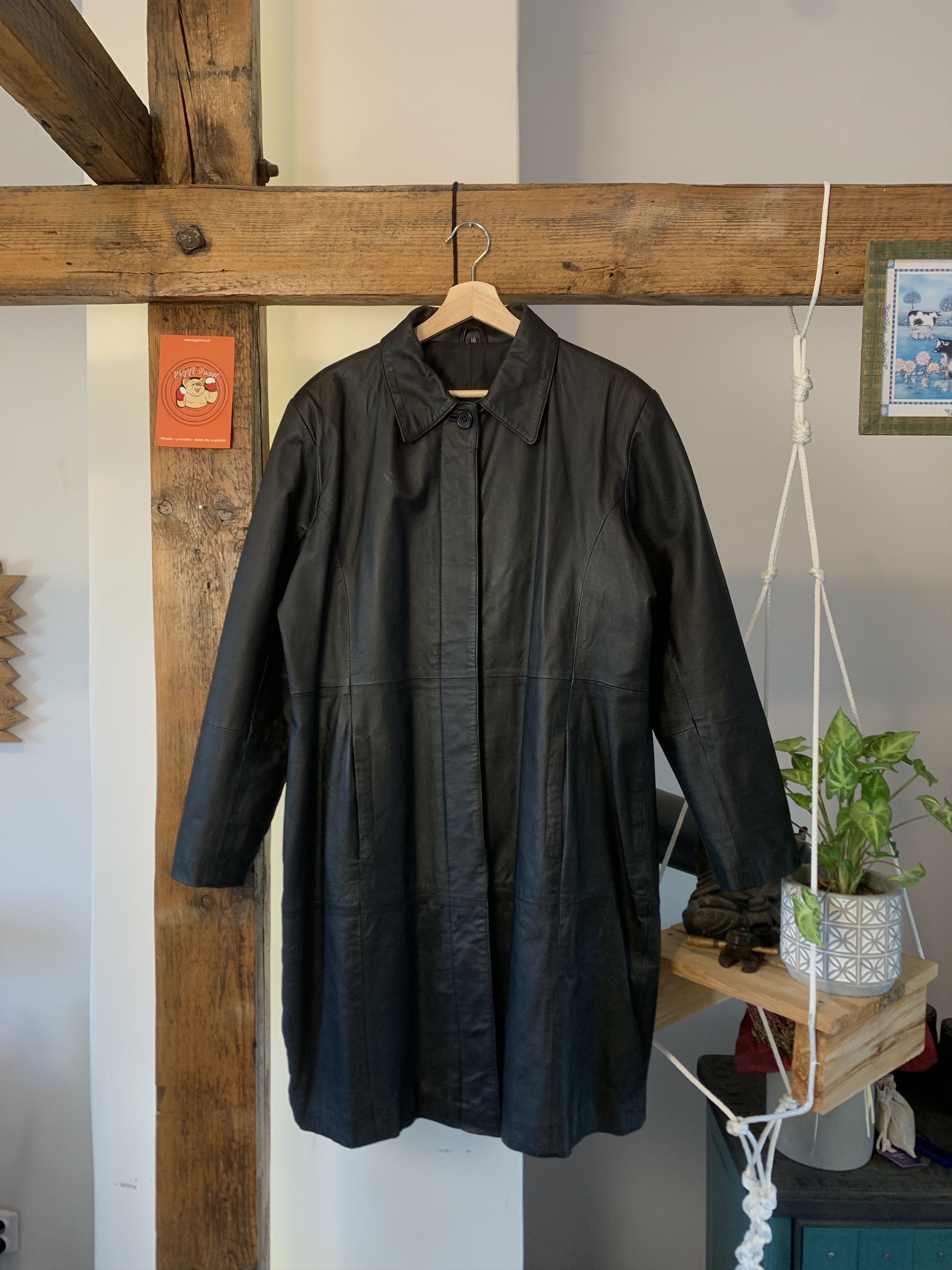 Genuine Leather × Japanese Brand × Vintage Postal Style Genuine Long Leather Coat Matrix Space Cowboy Size US L / EU 52-54 / 3 - 1 Thumbnail