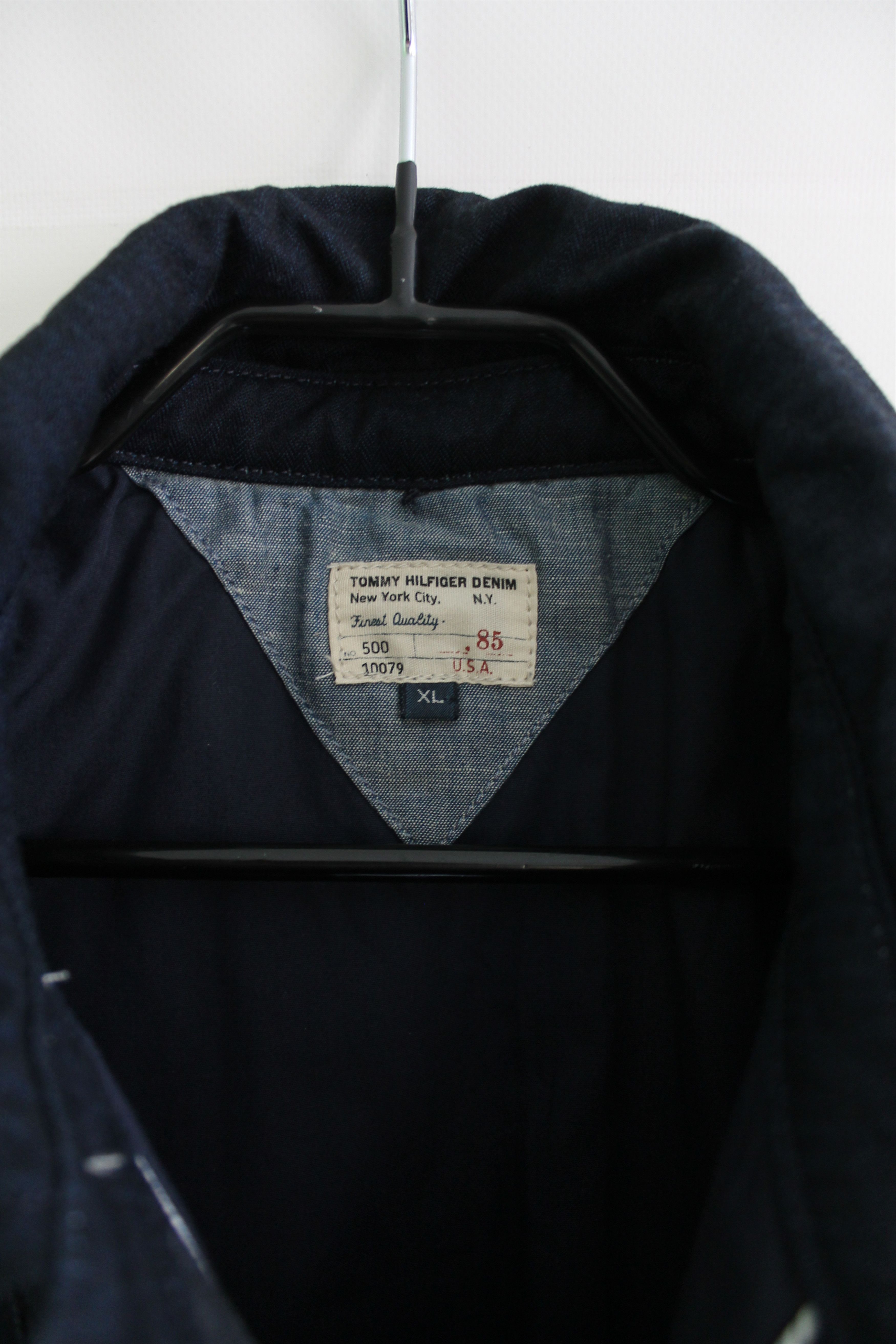 Tommy Hilfiger Tommy Hilfiger Quilted Navy Blue Coated Denim Jacket Size US XL / EU 56 / 4 - 6 Thumbnail
