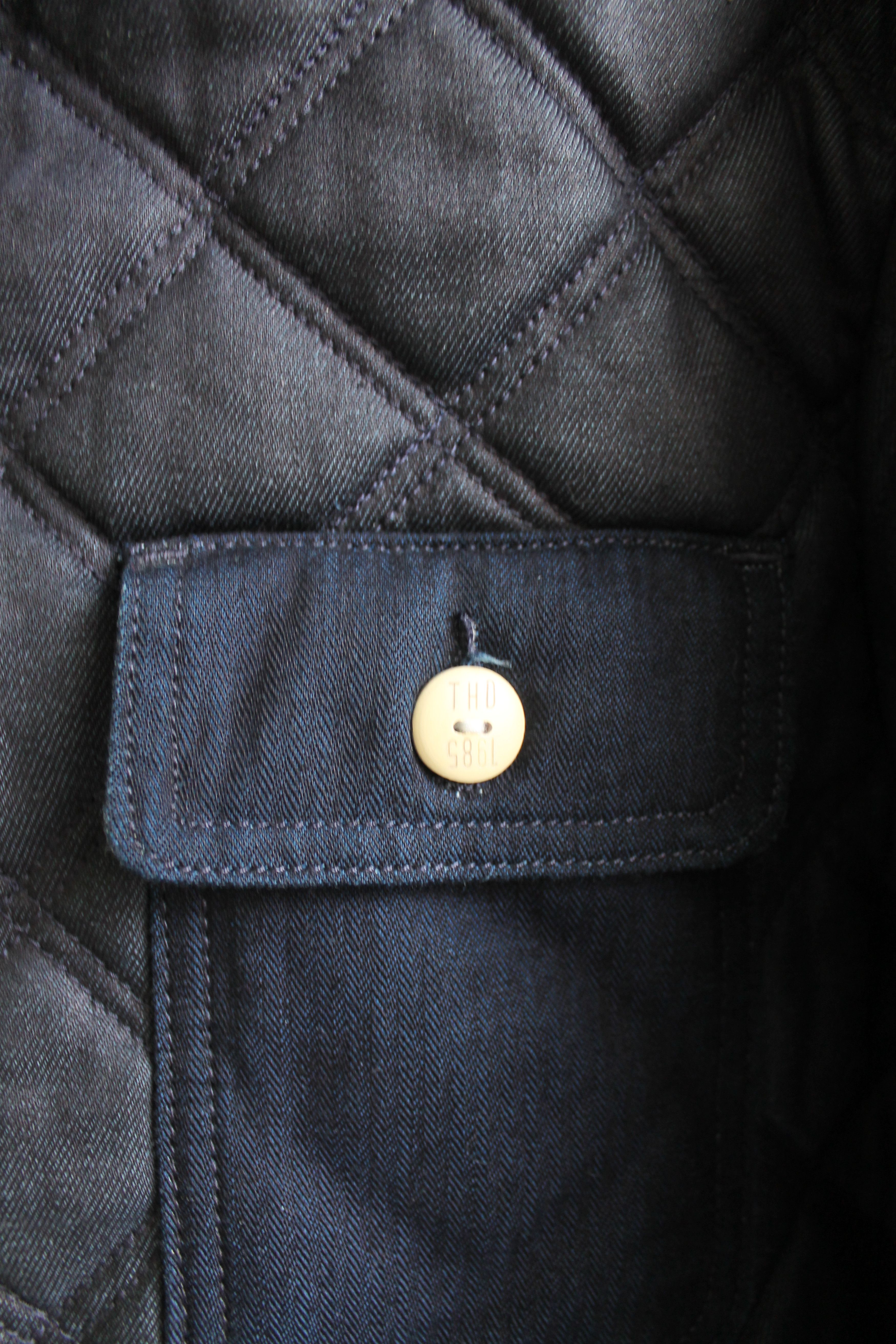 Tommy Hilfiger Tommy Hilfiger Quilted Navy Blue Coated Denim Jacket Size US XL / EU 56 / 4 - 10 Thumbnail