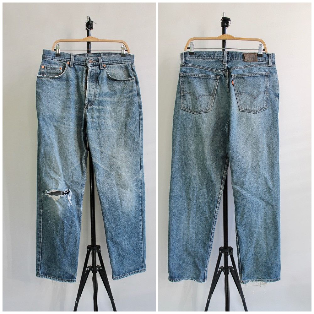 Levi's Vintage Clothing Levi's 618 Orange Tab Denim Pants made in UK 34 x 30 Size US 33 - 1 Thumbnail