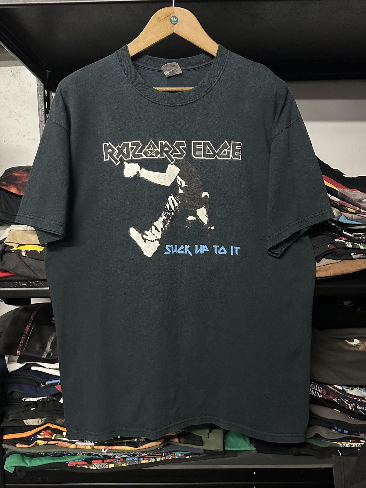 Band Tees Vintage Razors Edge Suck Up To It Acdc Faded Tee Size US XL / EU 56 / 4 - 1 Thumbnail