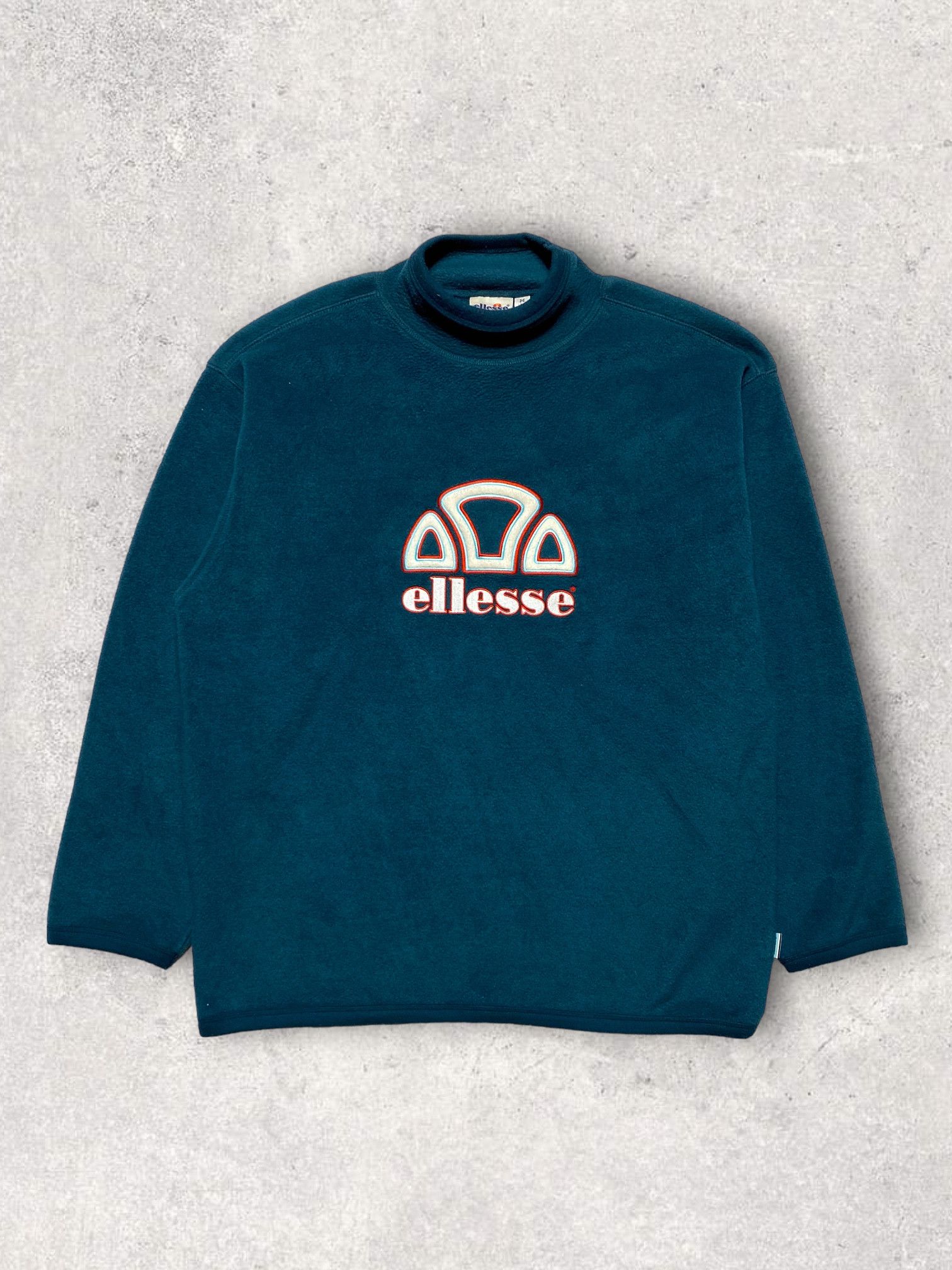 Ellesse × Vintage 90s ELLESSE vintage fleece green turquoise spellout big logo Size US M / EU 48-50 / 2 - 1 Thumbnail