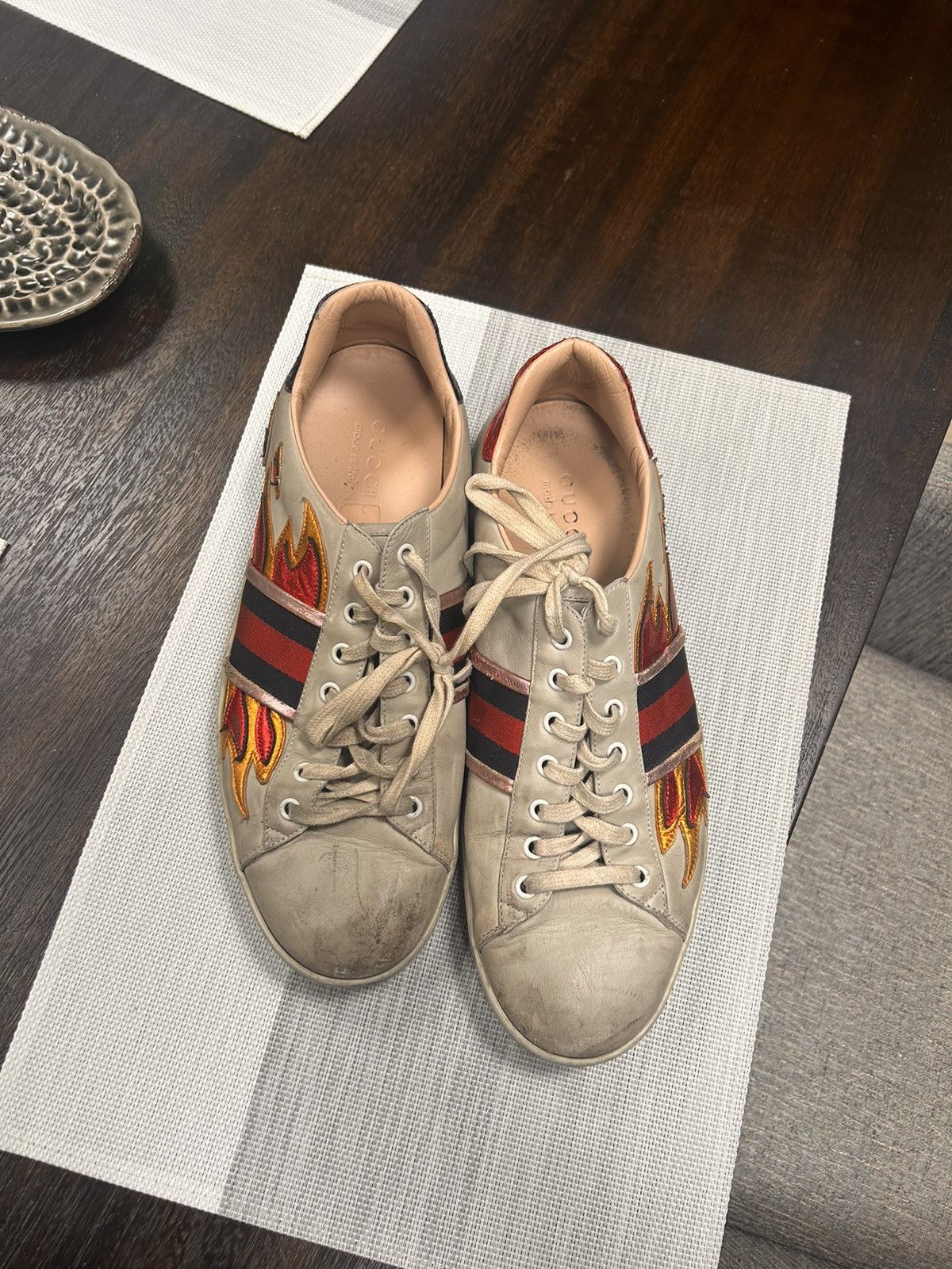 Gucci ace sneakers flames deals