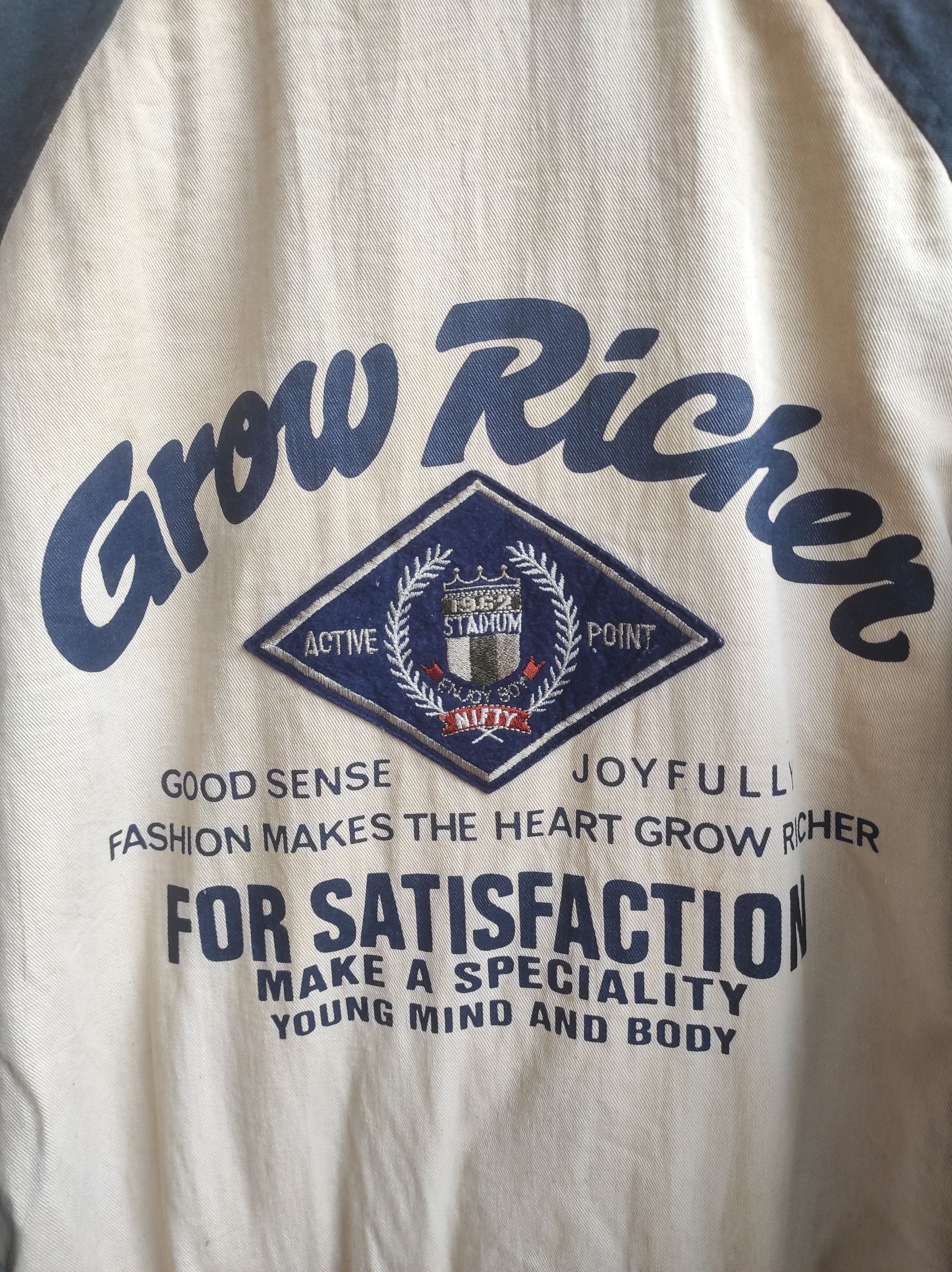 Japanese Brand × Vintage off road grow richer vintage varsity jacket sun faded Size US M / EU 48-50 / 2 - 5 Thumbnail