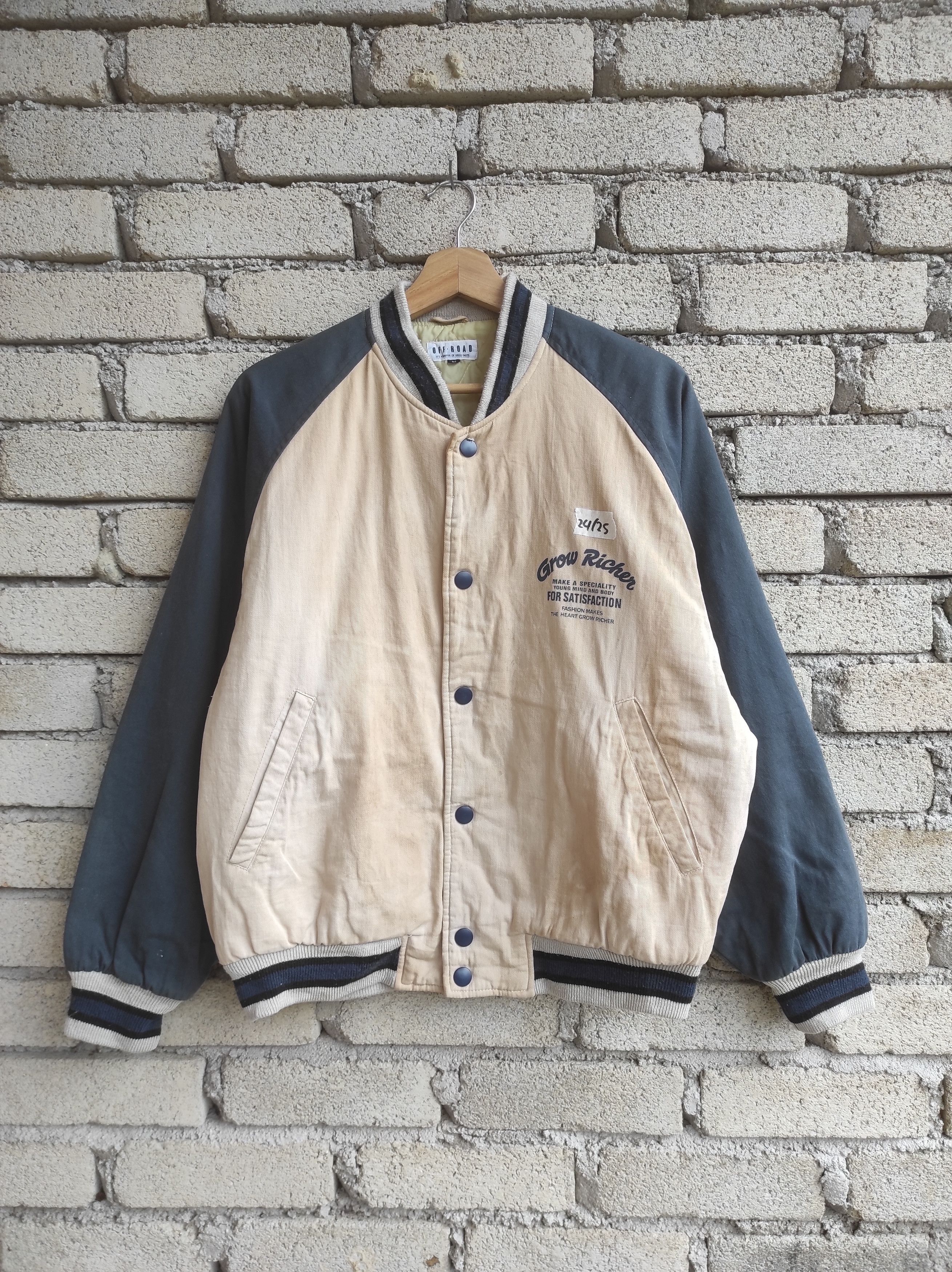 Japanese Brand × Vintage off road grow richer vintage varsity jacket sun faded Size US M / EU 48-50 / 2 - 2 Thumbnail
