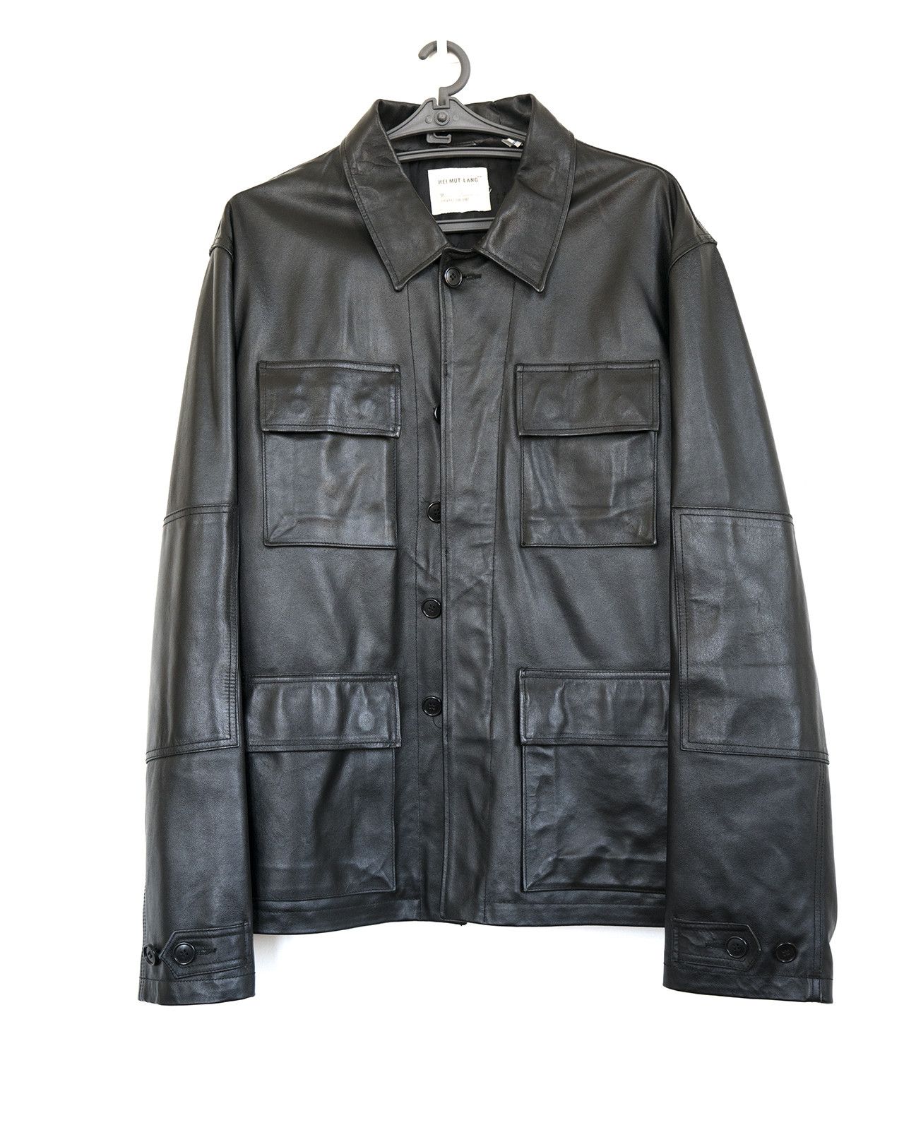 Helmut Lang archival 1997 minimal BDU military leather jacket 
