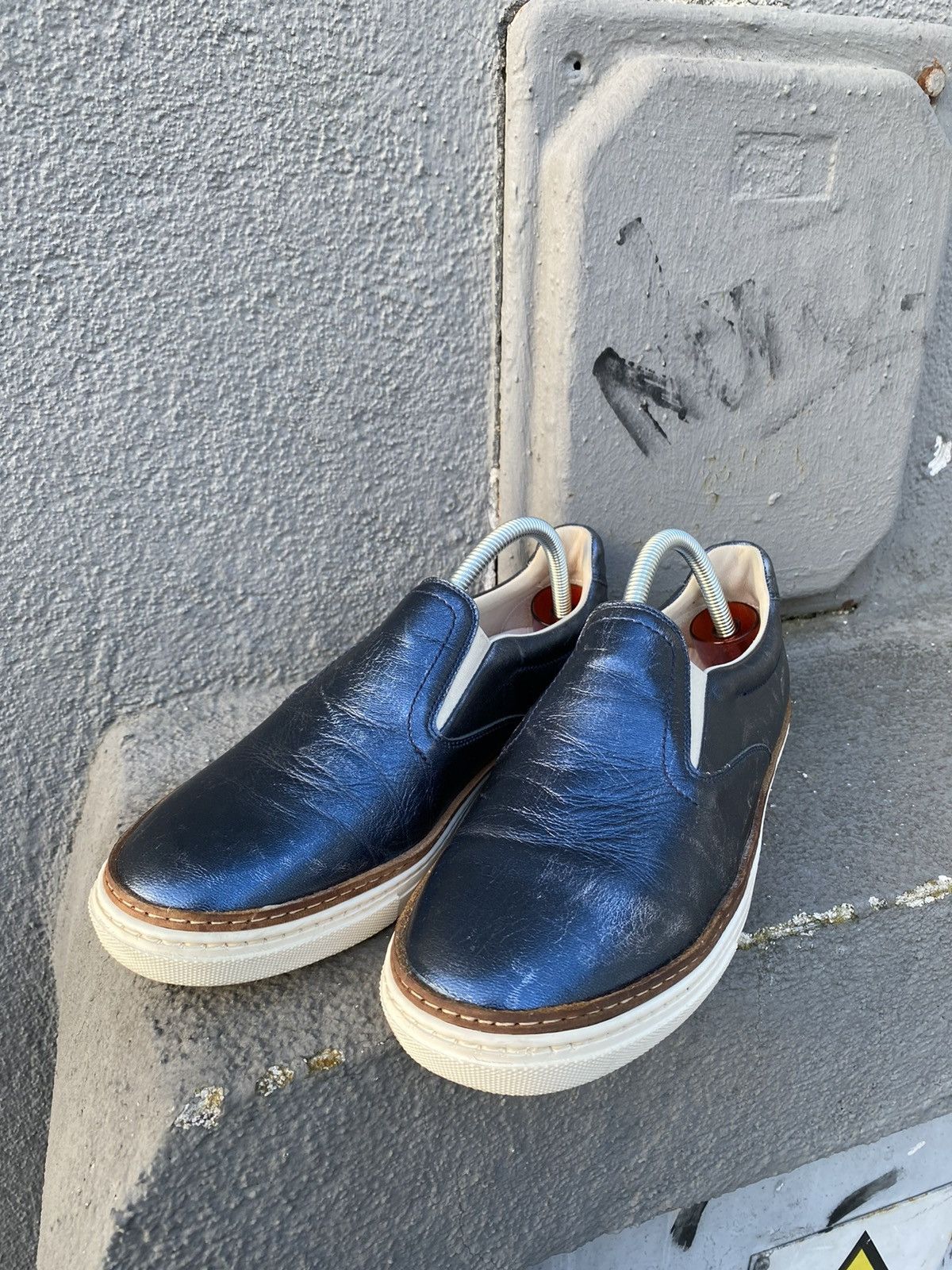 Maison Margiela MAISON MARGIELA MAISON MARGIELA BLUE SILVER SLIP-ON SNEAKE Size US 7.5 / EU 40-41 - 3 Thumbnail