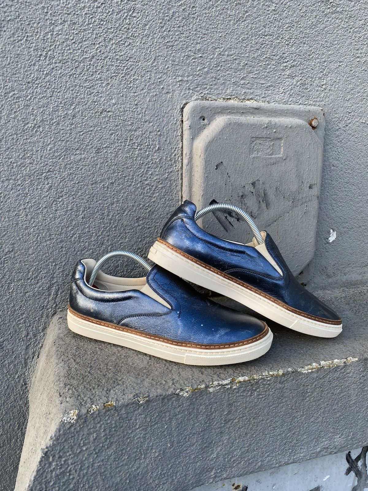 Maison Margiela MAISON MARGIELA MAISON MARGIELA BLUE SILVER SLIP-ON SNEAKE Size US 7.5 / EU 40-41 - 1 Thumbnail
