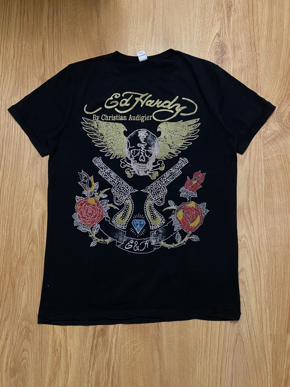Christian Audigier Ed Hardy pistols t-shirt sequins drip y2k Size US L / EU 52-54 / 3 - 1 Thumbnail