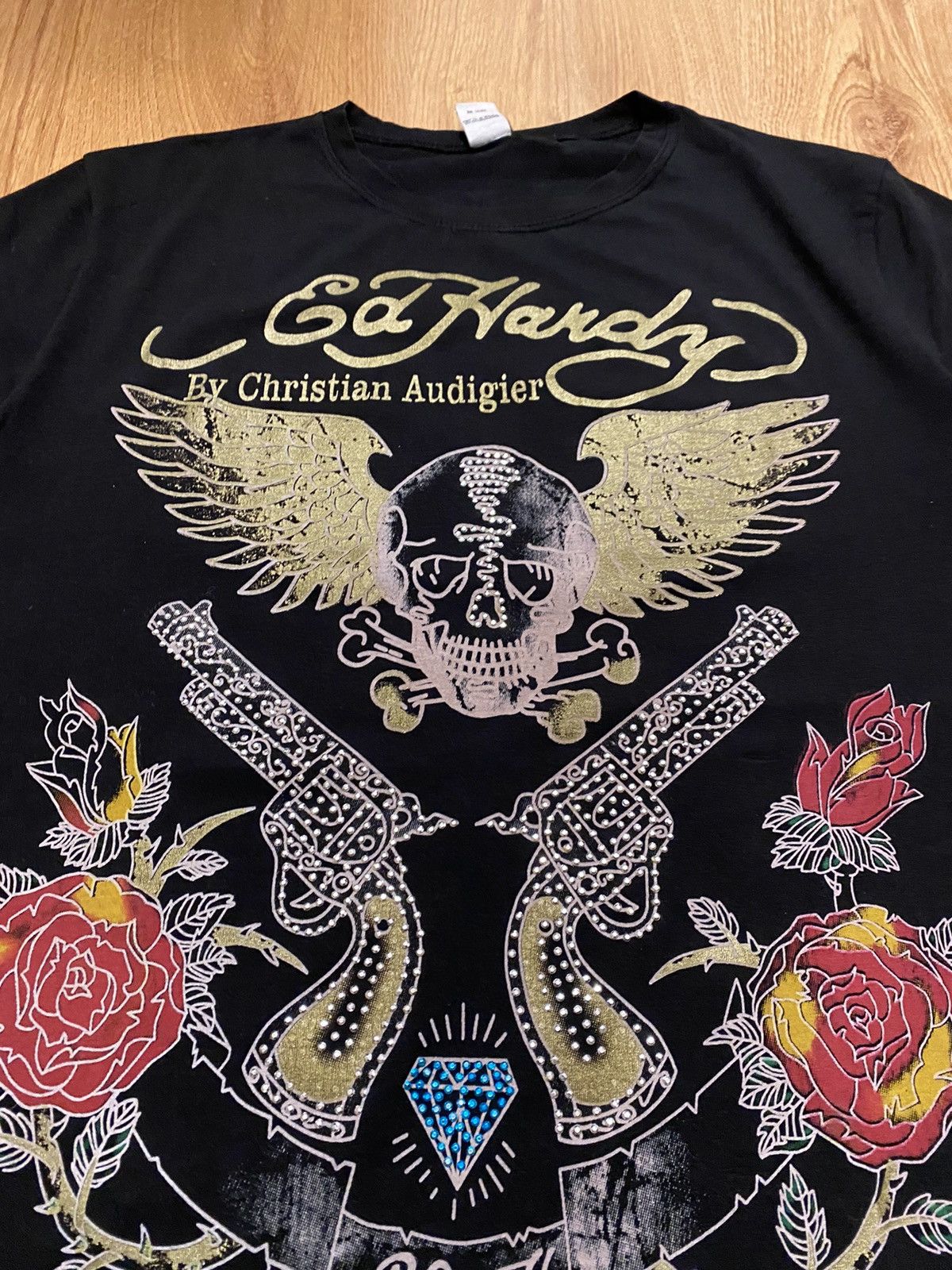Christian Audigier Ed Hardy pistols t-shirt sequins drip y2k Size US L / EU 52-54 / 3 - 3 Thumbnail