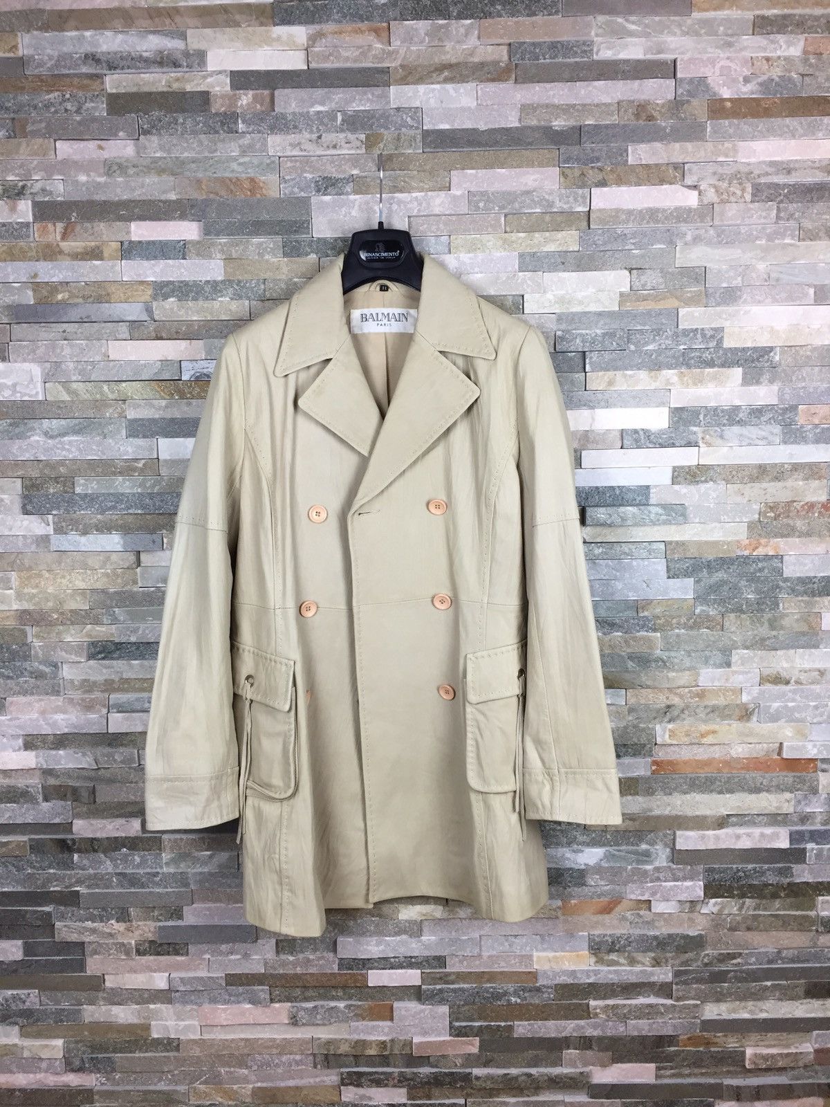 Balmain Balmain Leather Coat Jacket beige Size US S / EU 44-46 / 1 - 1 Thumbnail