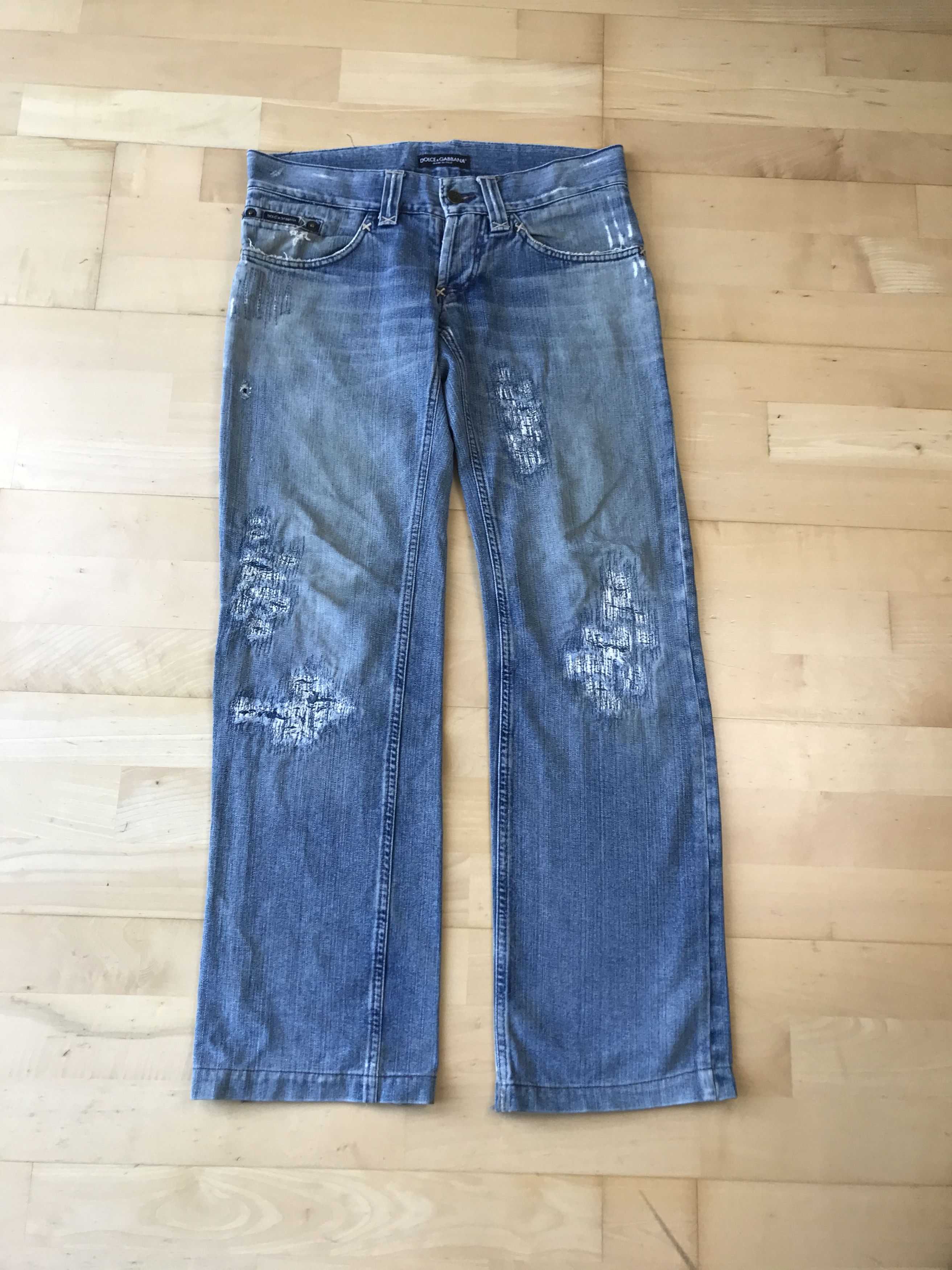 image of Dolce Gabbana Damage Repaired Denim, Men's (Size 32)