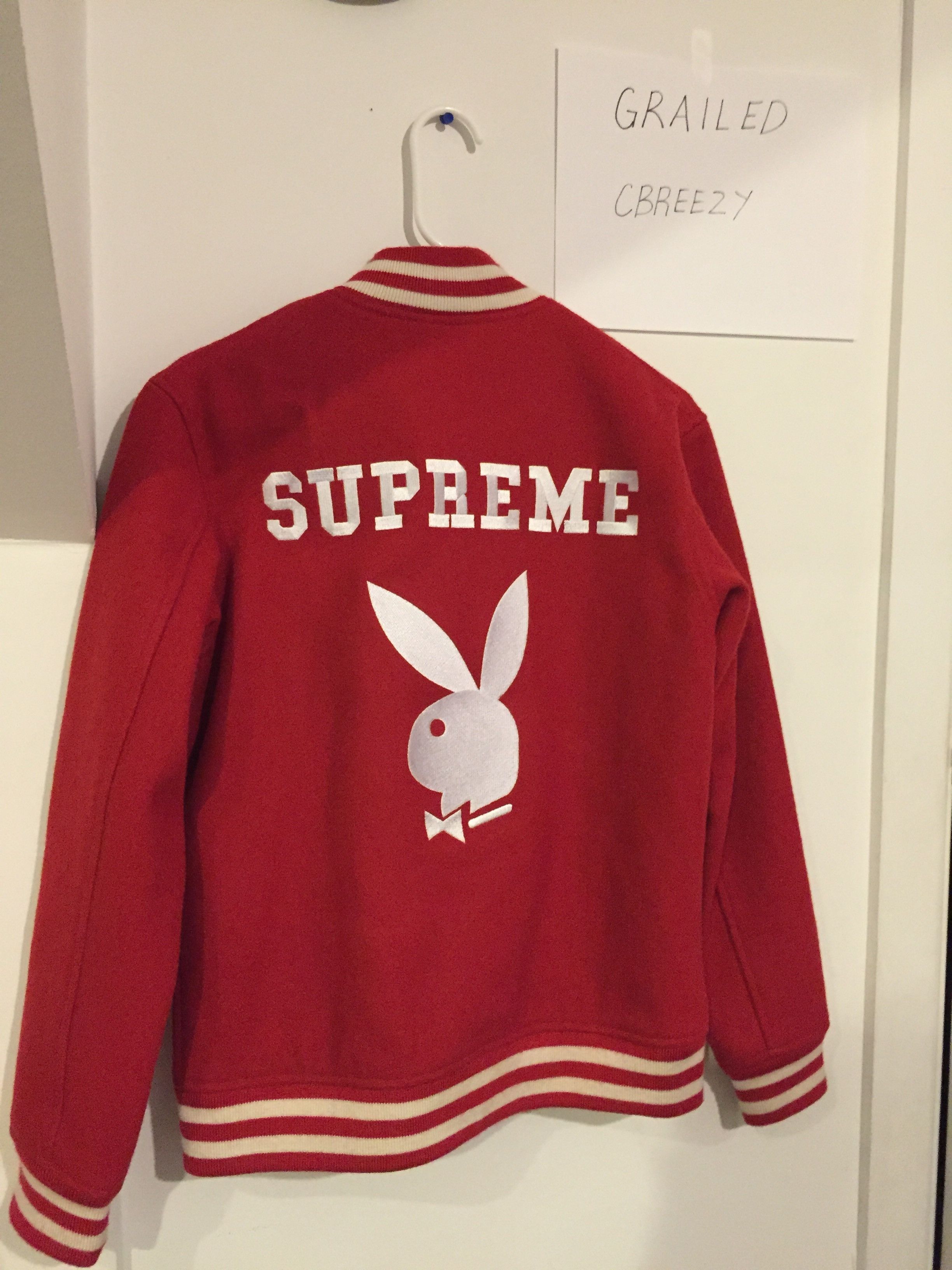 Supreme Red Playboy Varsity | Grailed