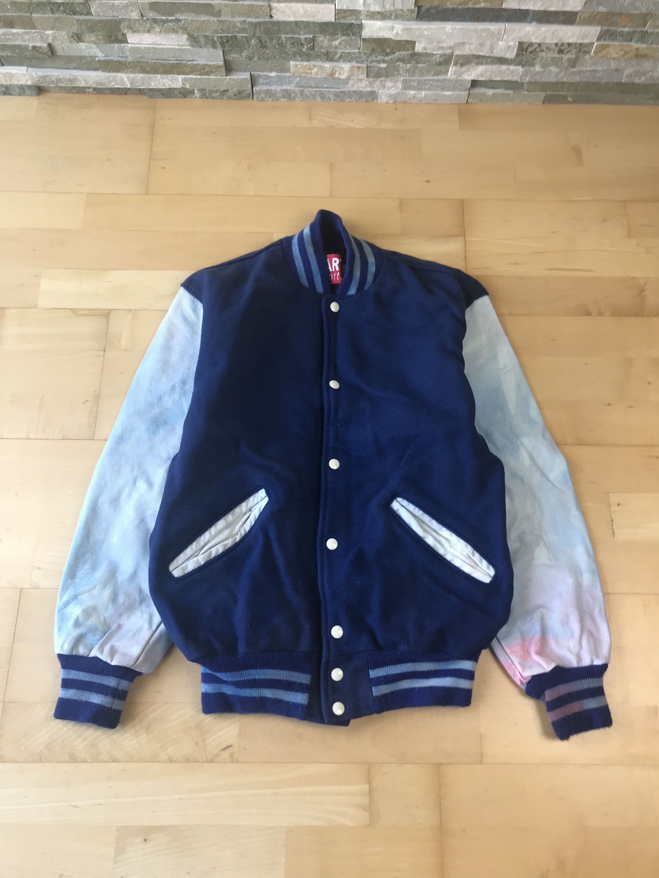 Vintage Vintage Varisty Blank Blue Jacket Size US L / EU 52-54 / 3 - 1 Thumbnail