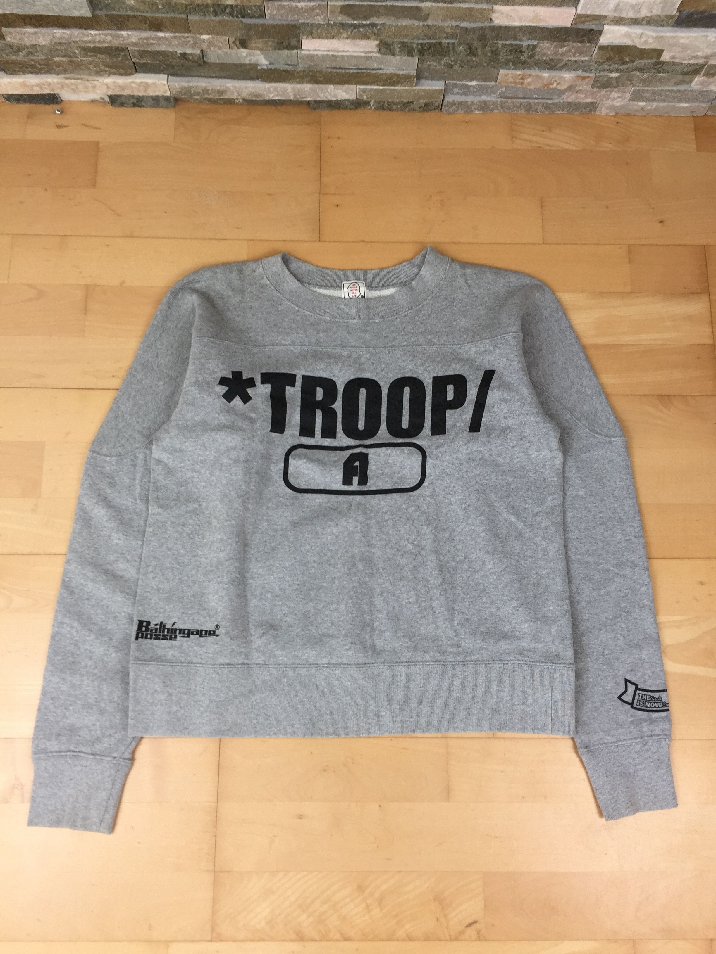 image of Bape Troop/a Print Sweater in Grey, Men's (Size Small)