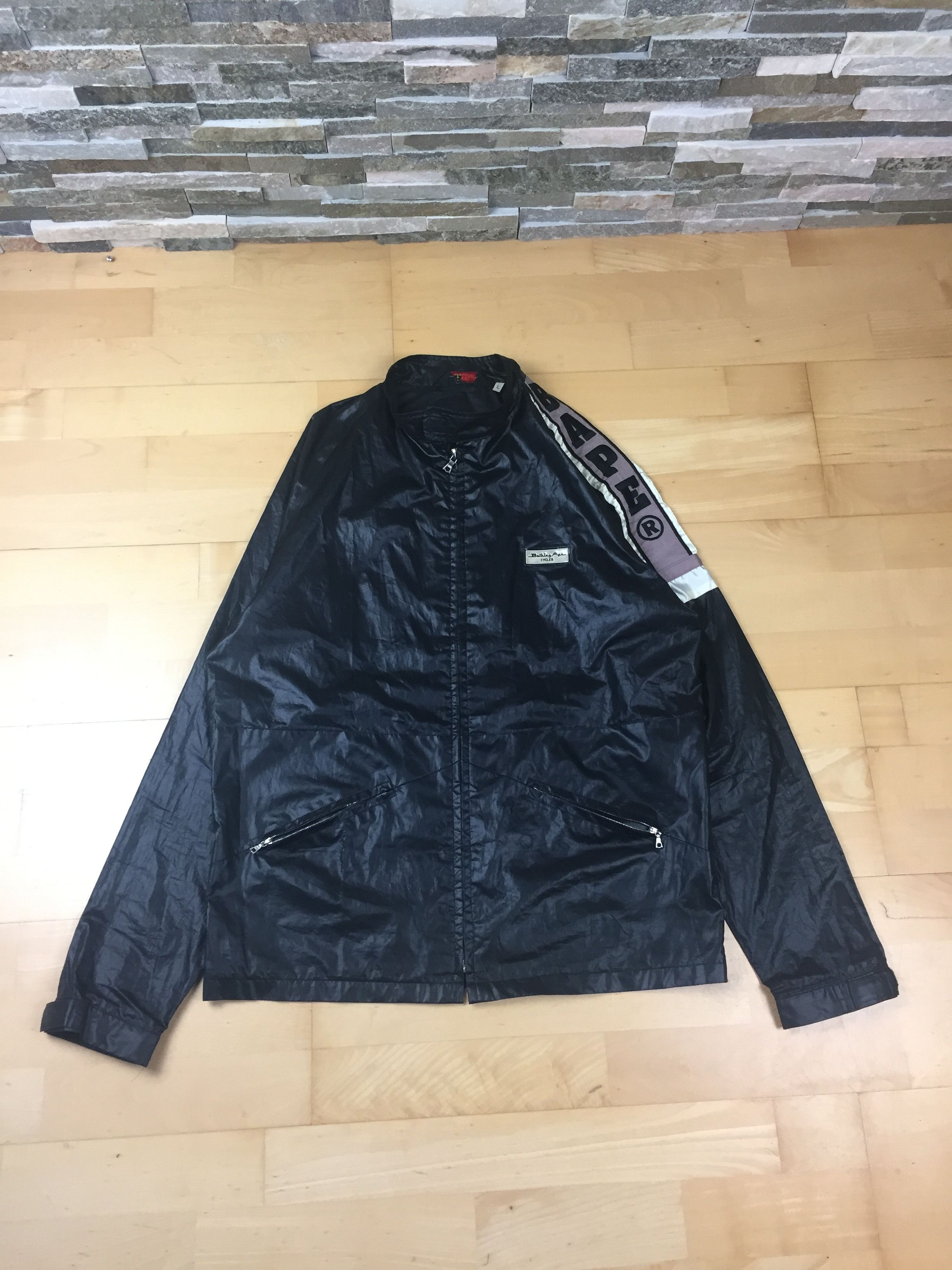 image of Bape Shoulder Logo Nylon Jacket in Black, Men's (Size Large)