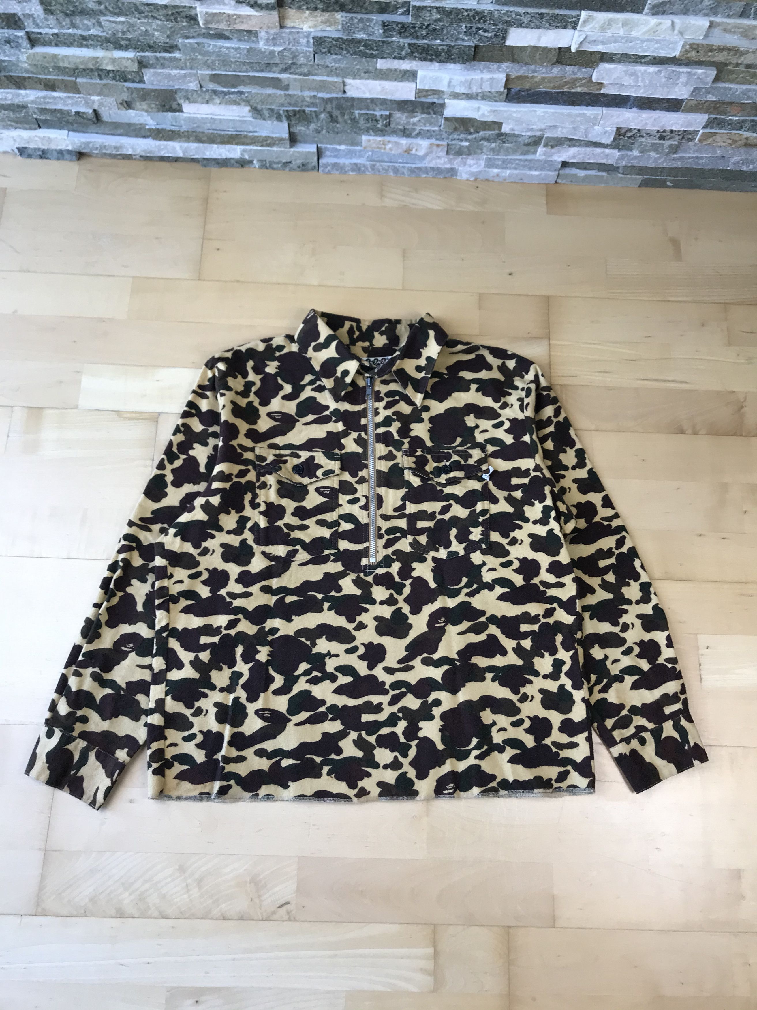 image of Bape OG Camo Pattern Halfzip in Brown, Men's (Size Small)