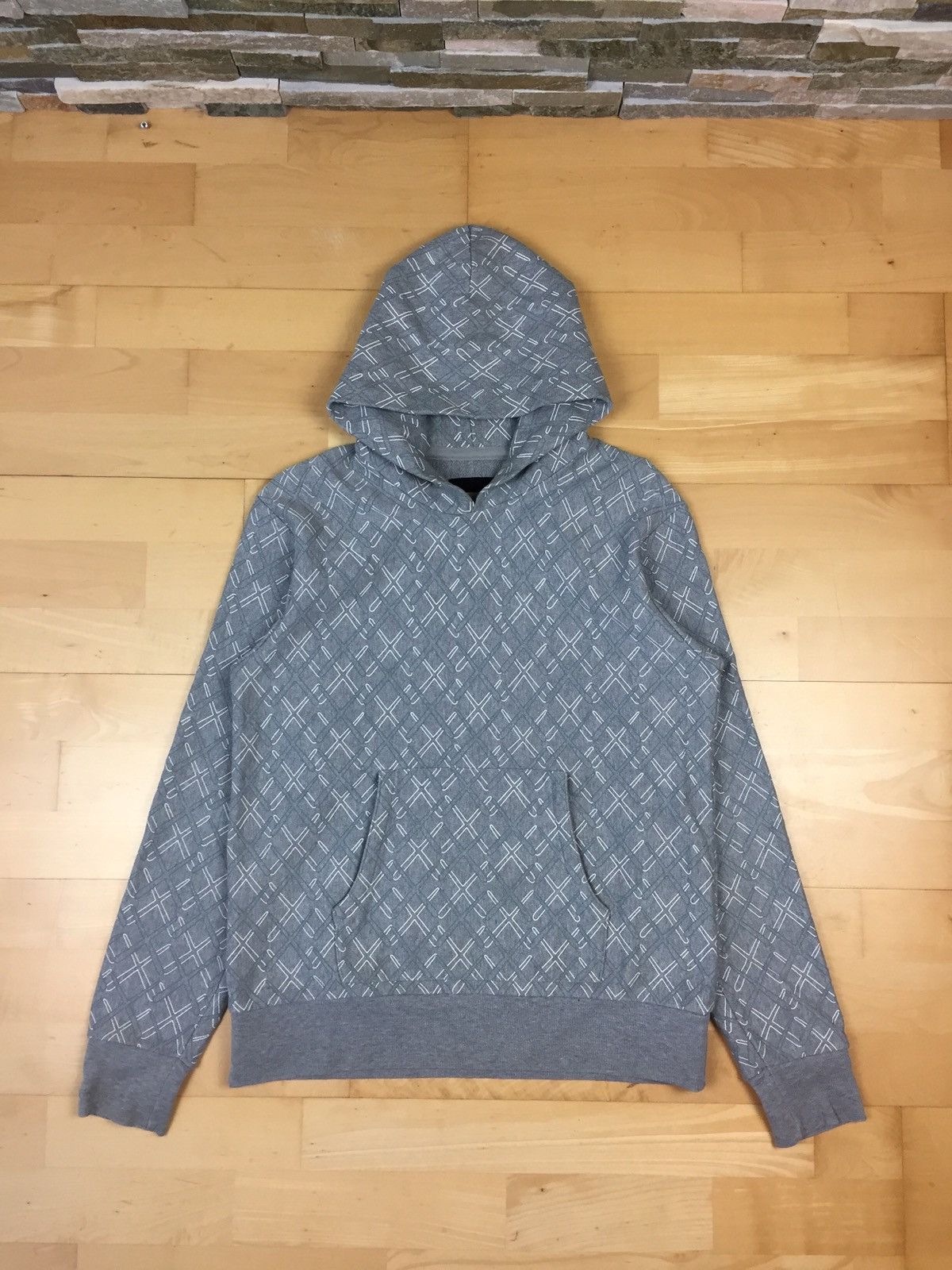 image of Kaws x Original Fake All Over Print Hoodie in Grey, Men's (Size Small)