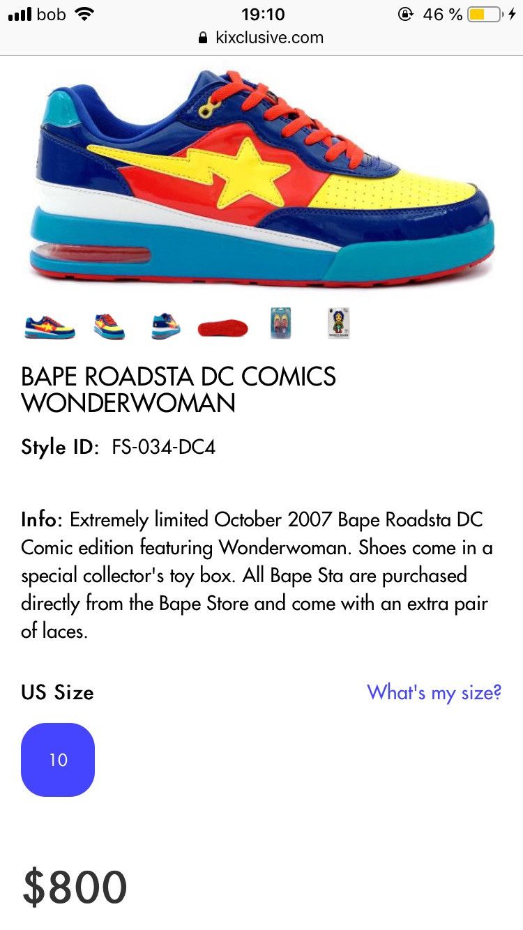 Bape × DC Comics Bape DC Comics Wonderwoman Roadsta Size US 10 / EU 43 - 3 Thumbnail