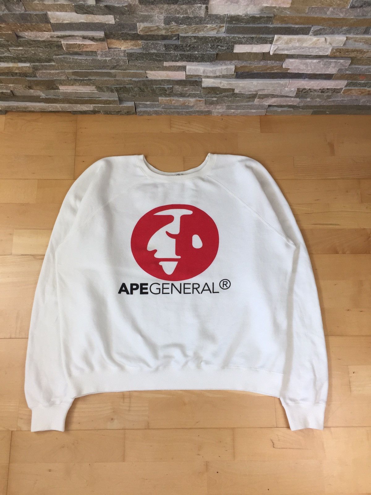 image of Bape Ape General Logo Sweater in White, Men's (Size Medium)