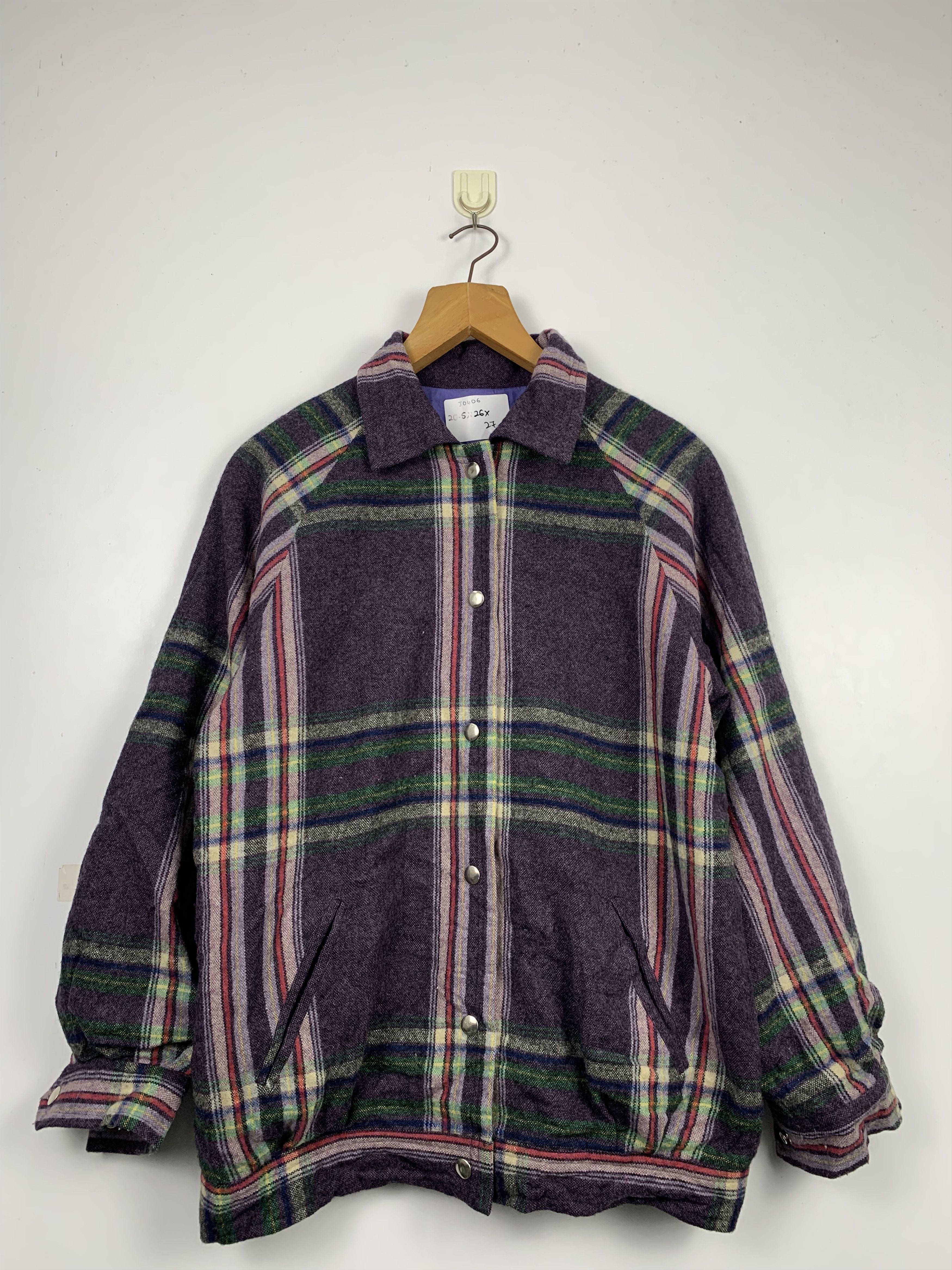 Japanese Brand Vintage 80s Lumberjack Wool Checkered Plaid Jackets J0406 Size US S / EU 44-46 / 1 - 1 Thumbnail
