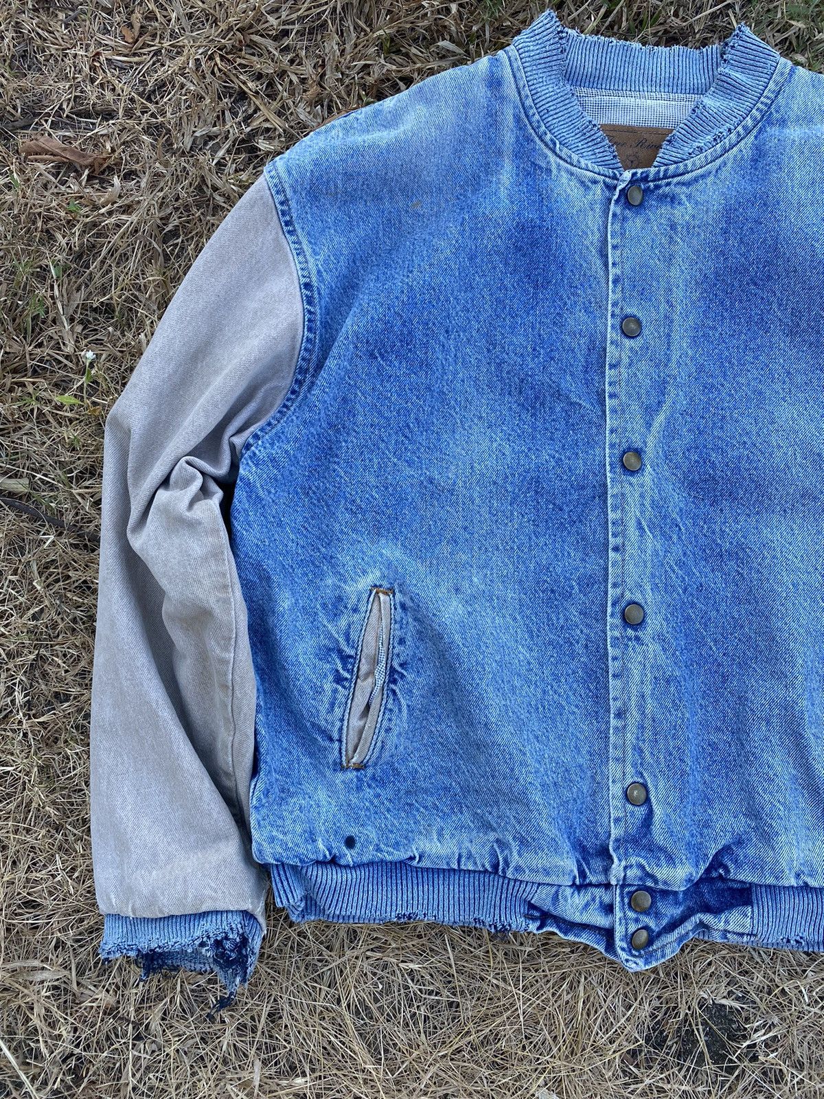 Vintage Three Rivers authentic denim distress varsity jacket Size US L / EU 52-54 / 3 - 4 Thumbnail