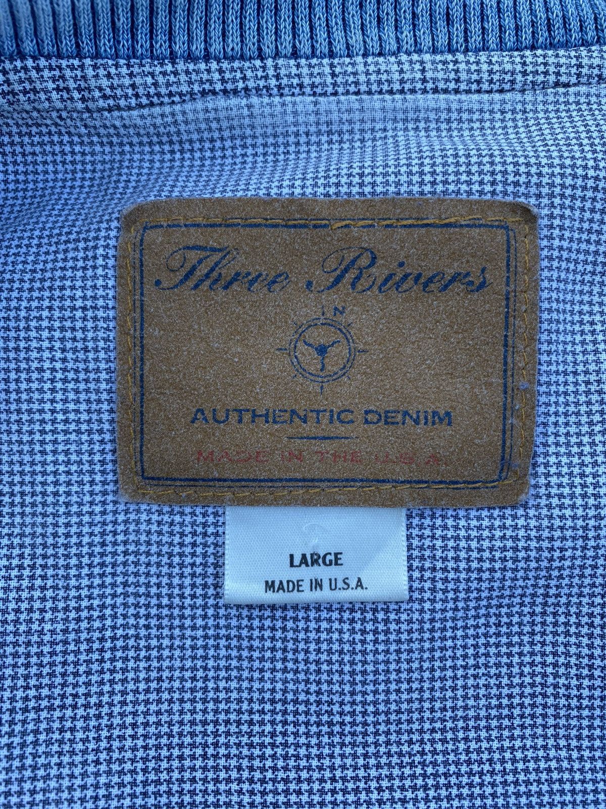 Vintage Three Rivers authentic denim distress varsity jacket Size US L / EU 52-54 / 3 - 9 Thumbnail